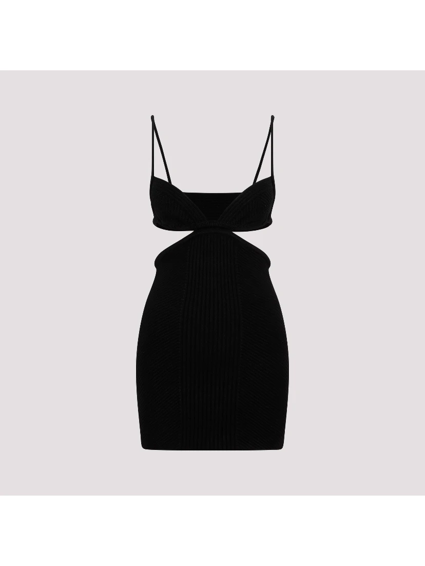 Off White Cut Out Ribbed Mini Dress