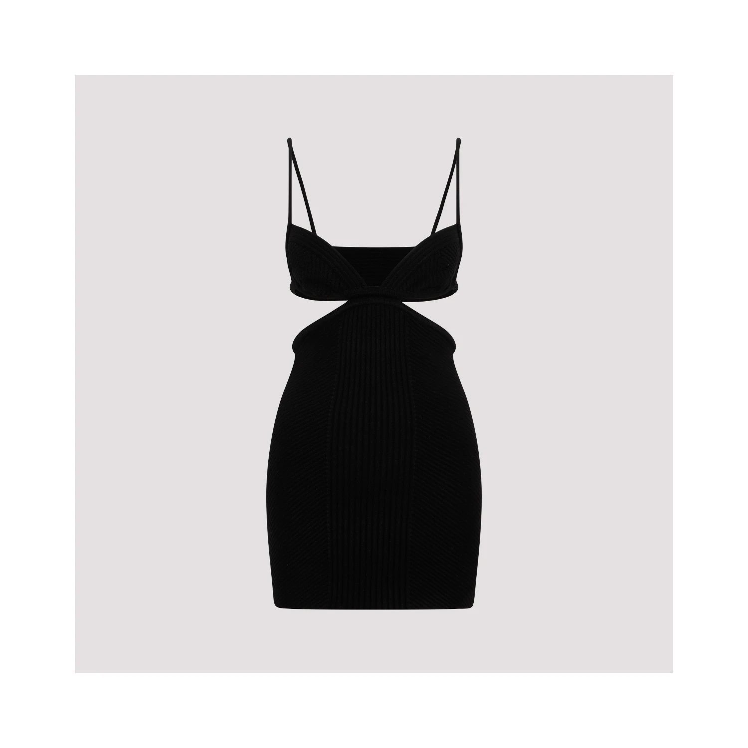 Off White Cut Out Ribbed Mini Dress