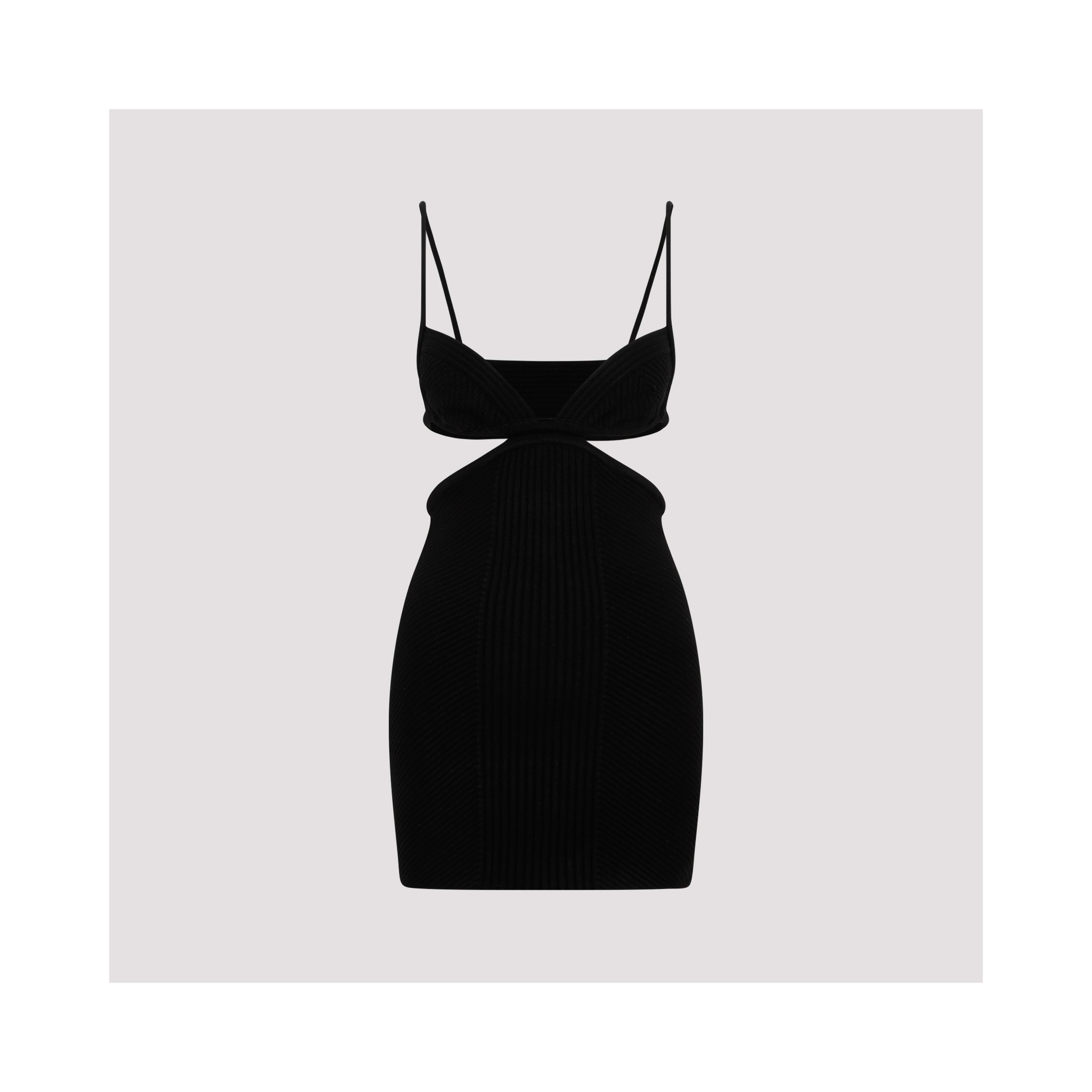 Off White Cut Out Ribbed Mini Dress