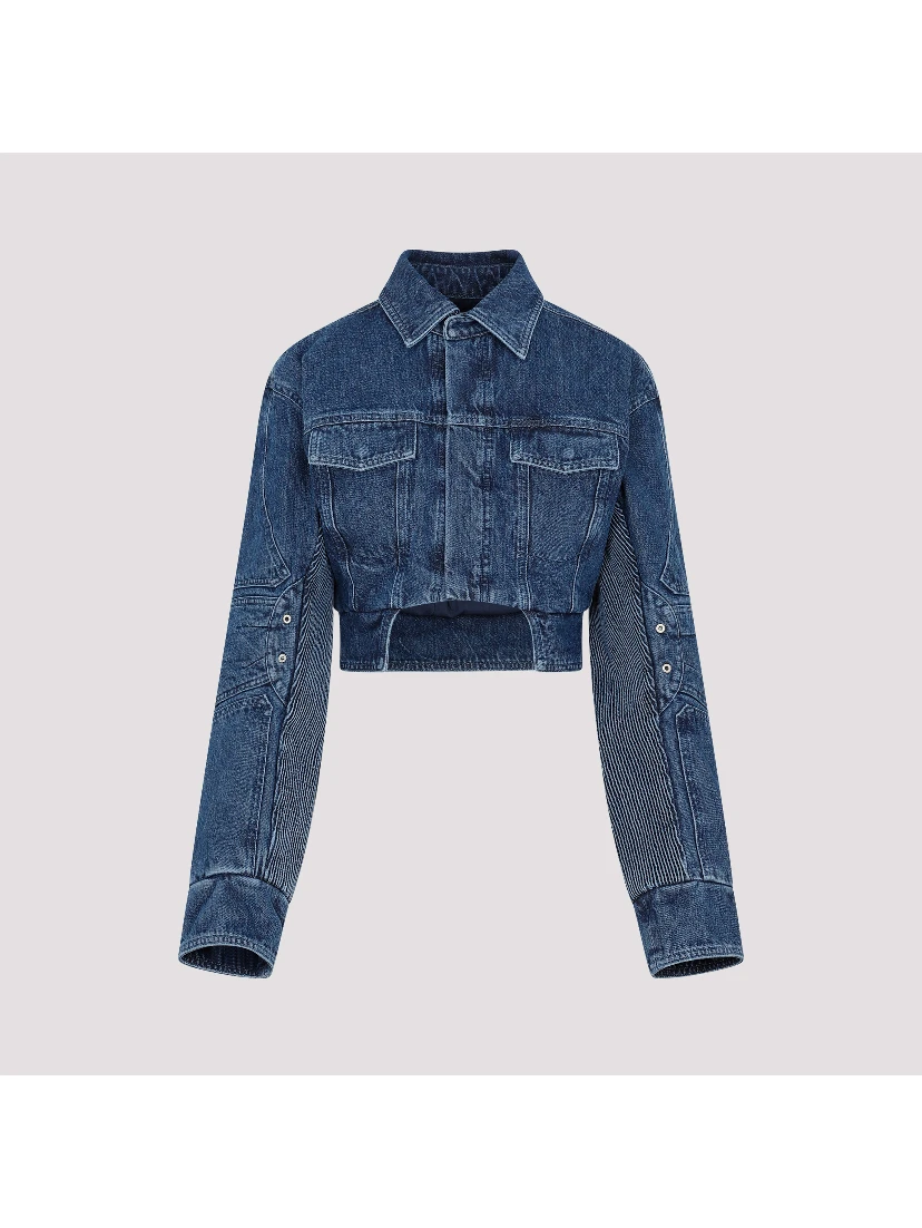 Off White Motorcycle Hole Crop Jacket