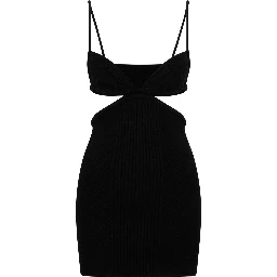 Off White Cut Out Ribbed Mini Dress
