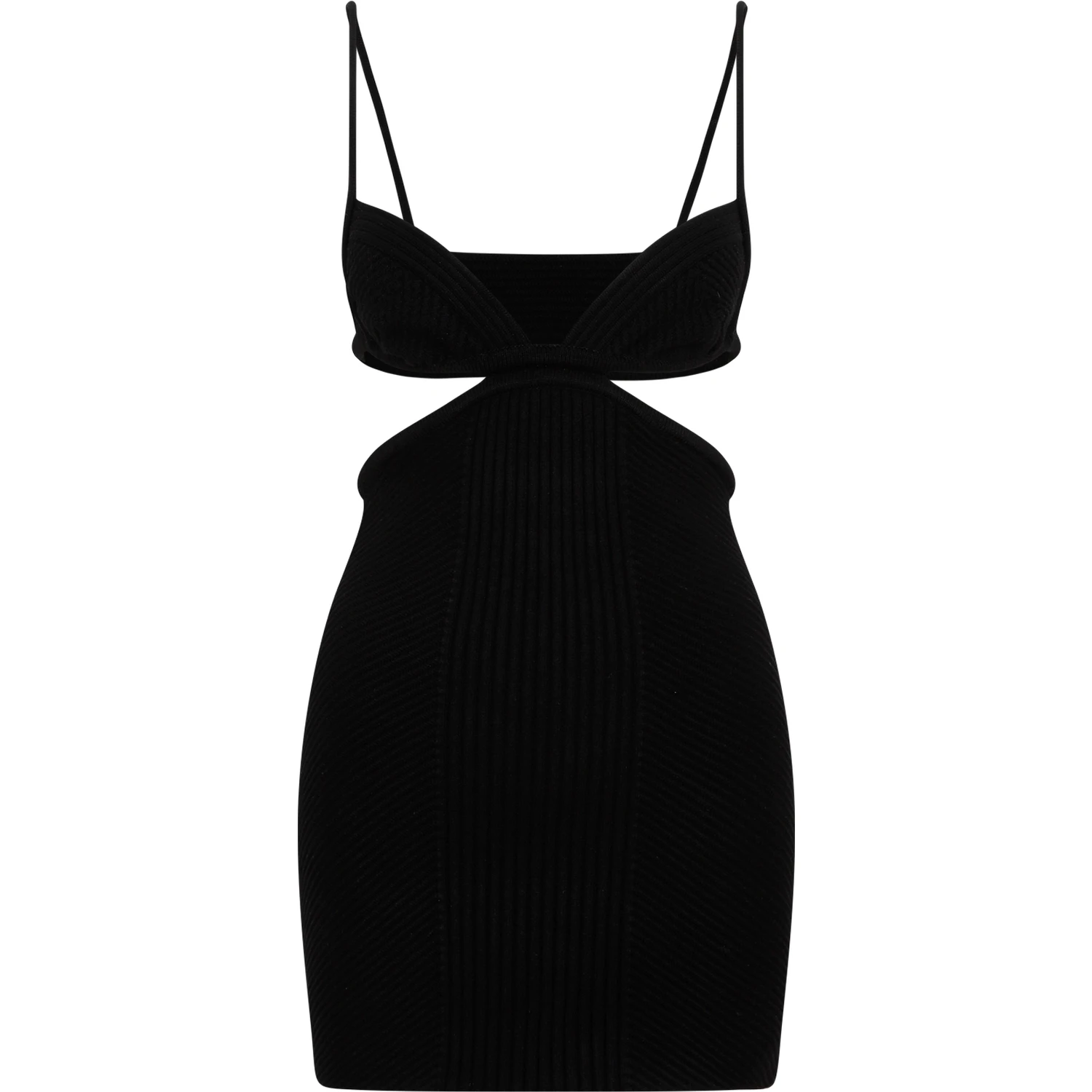 Off White Cut Out Ribbed Mini Dress