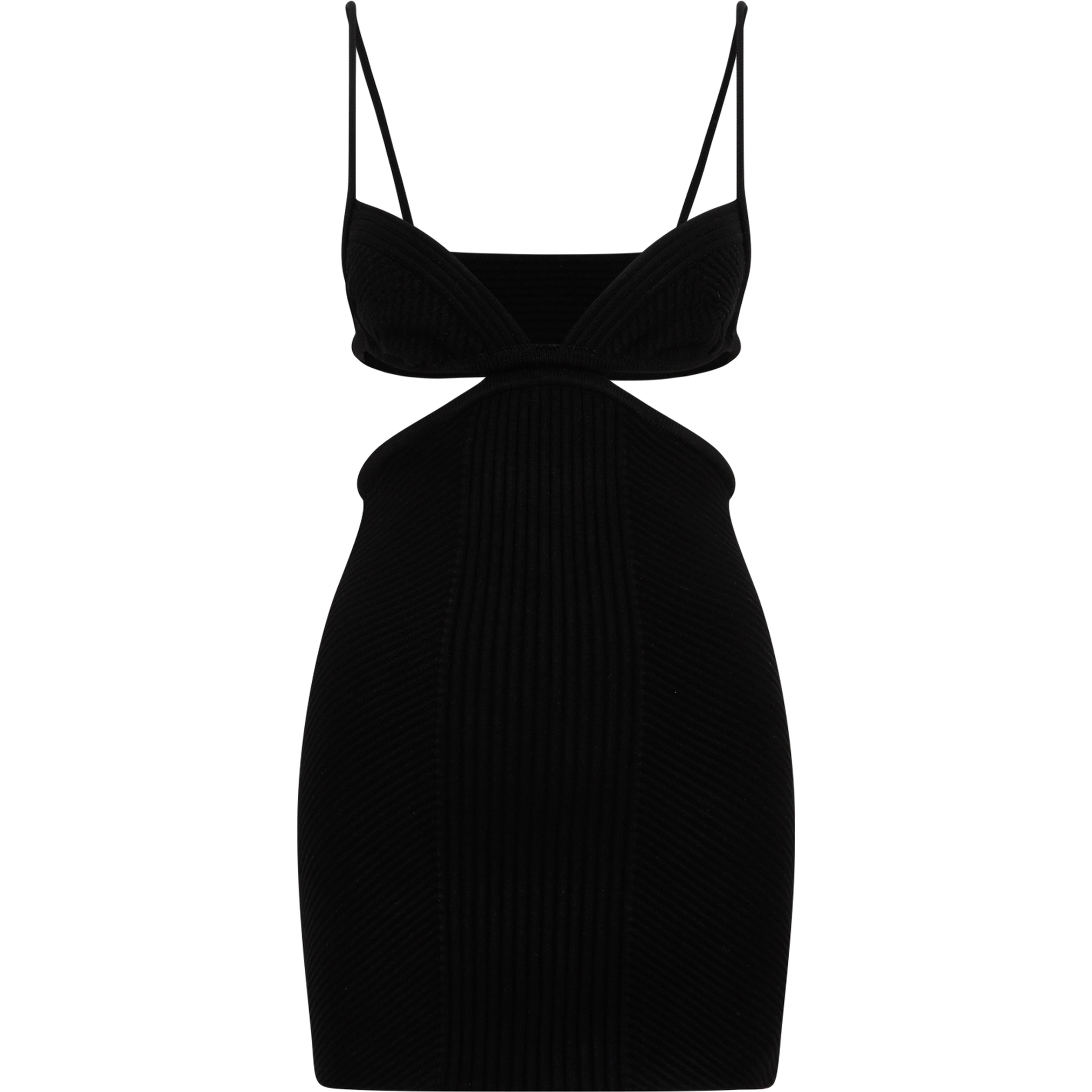 Off White Cut Out Ribbed Mini Dress