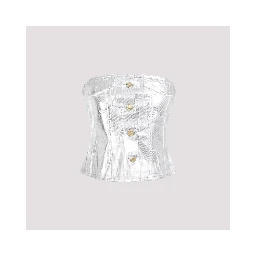 Ganni Foil Corsage Denim Top
