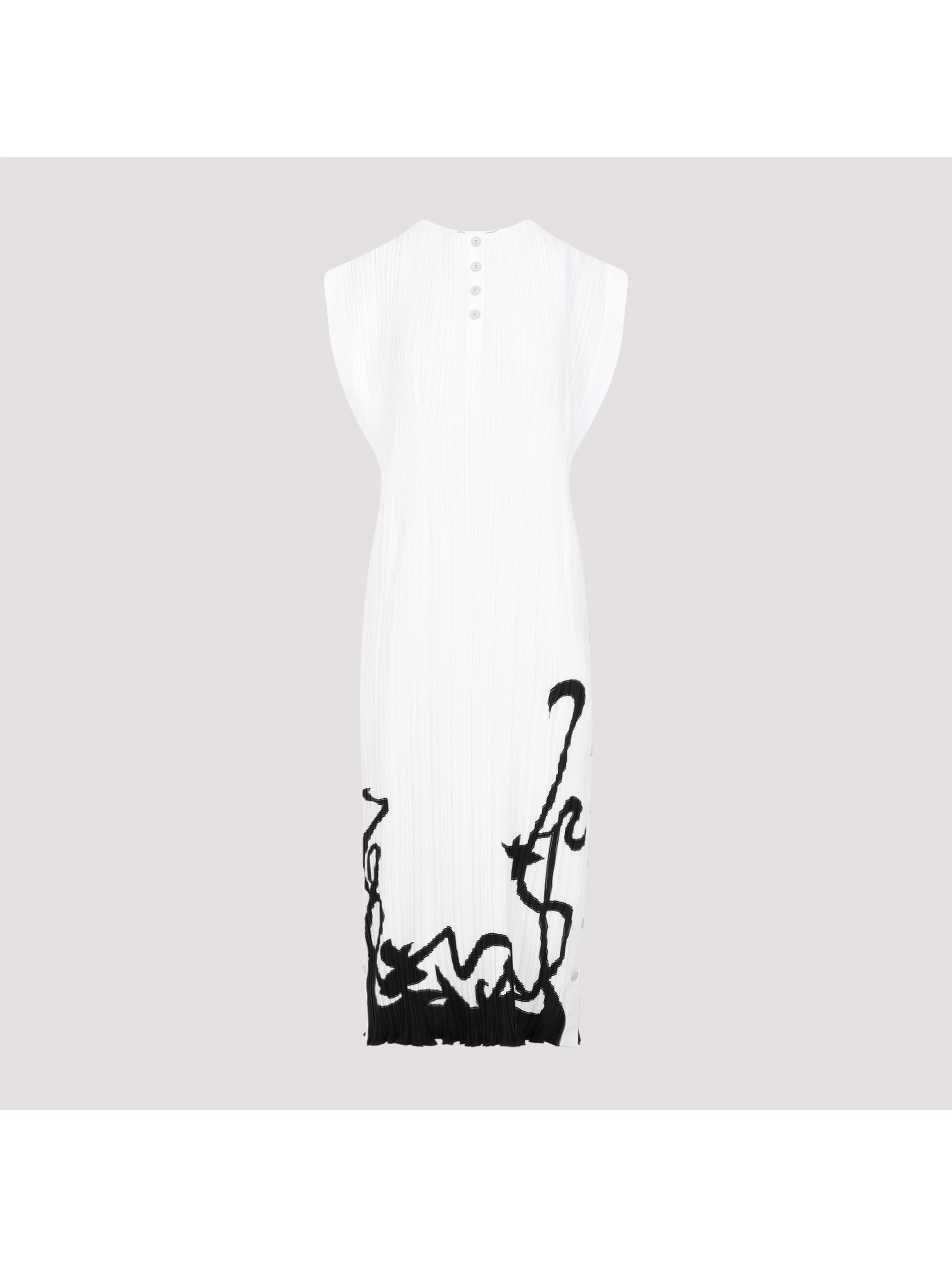 Lanvin Sleeveless Pleated Midi Dress