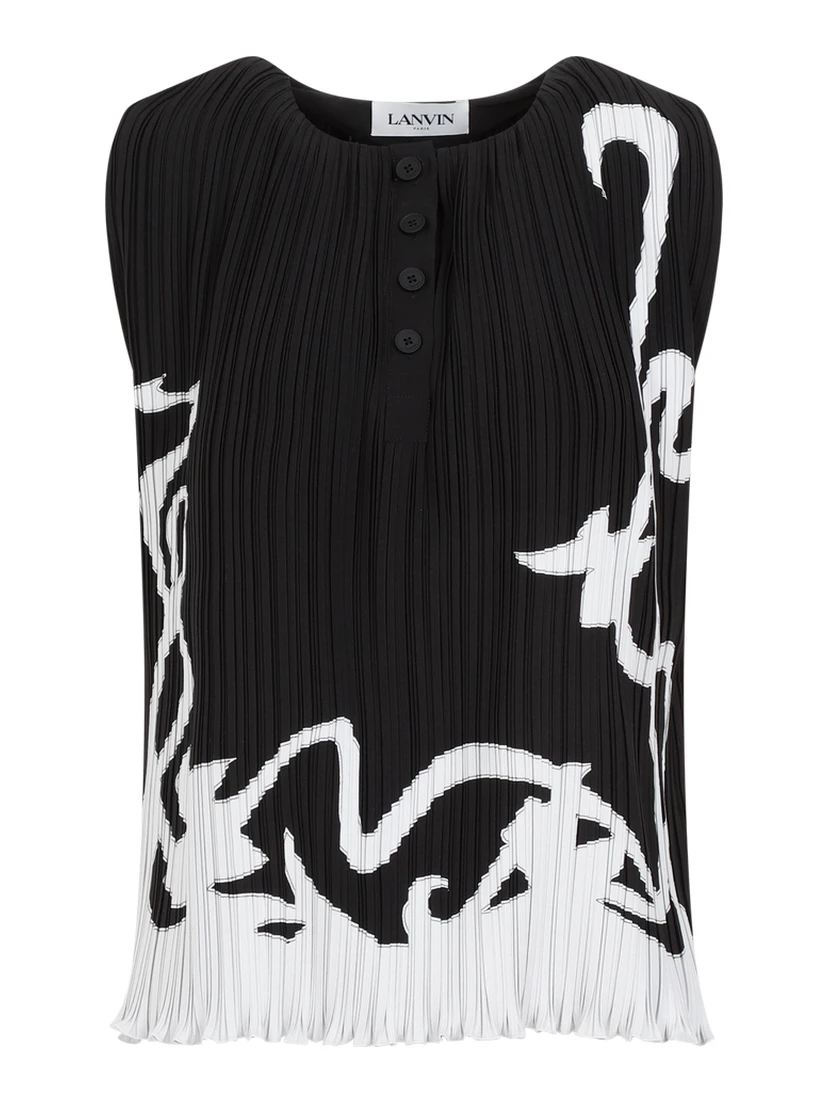 Lanvin Sleeveless Pleated Top