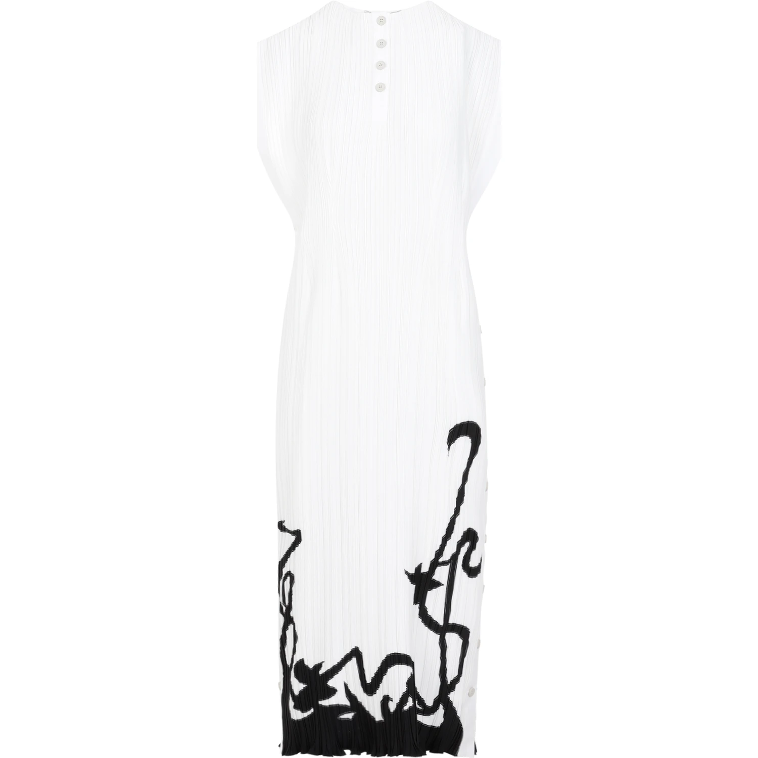 Lanvin Sleeveless Pleated Midi Dress