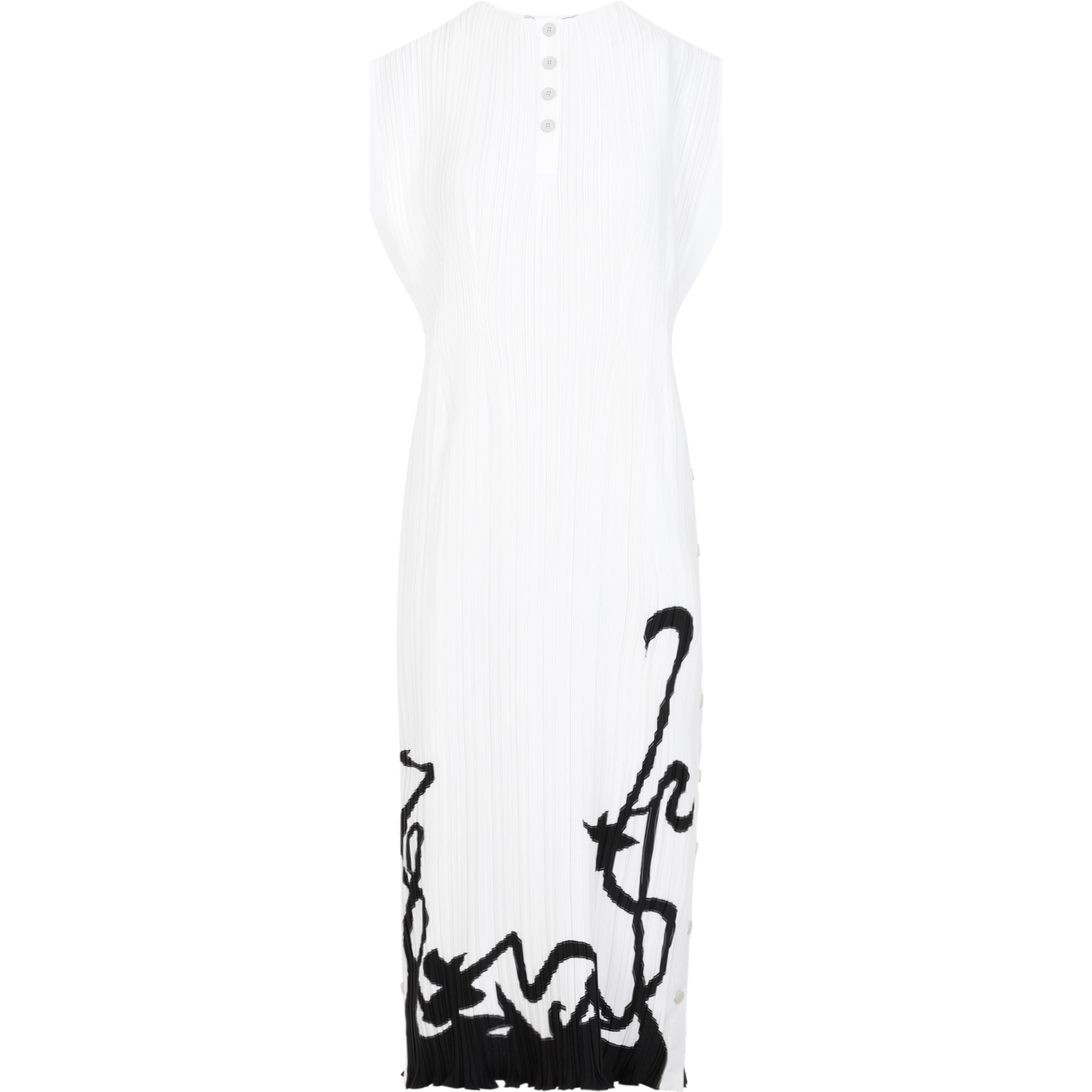 Lanvin Sleeveless Pleated Midi Dress