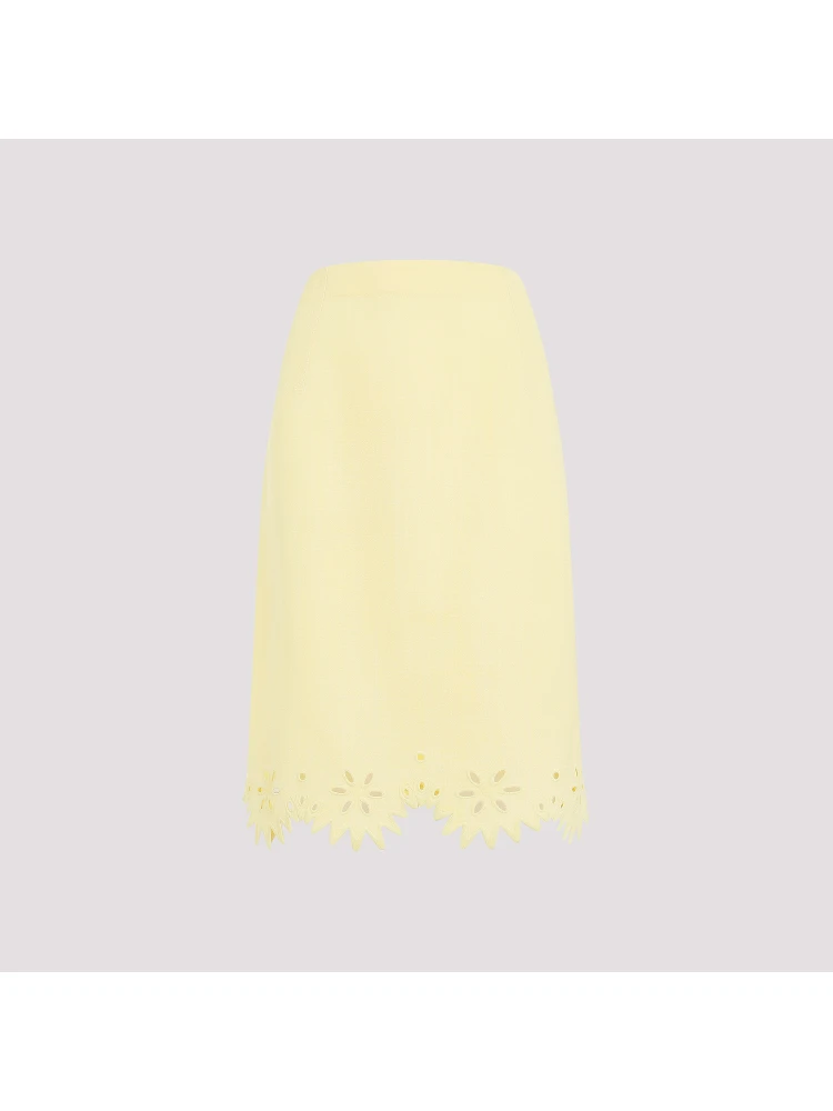 Bottega Veneta Grainy English Embroidery Midi Skirt