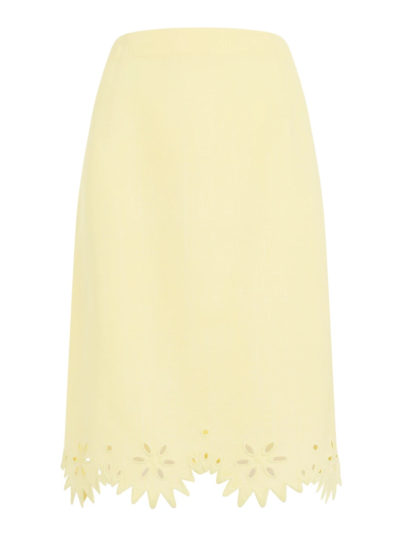 Bottega Veneta Grainy English Embroidery Midi Skirt