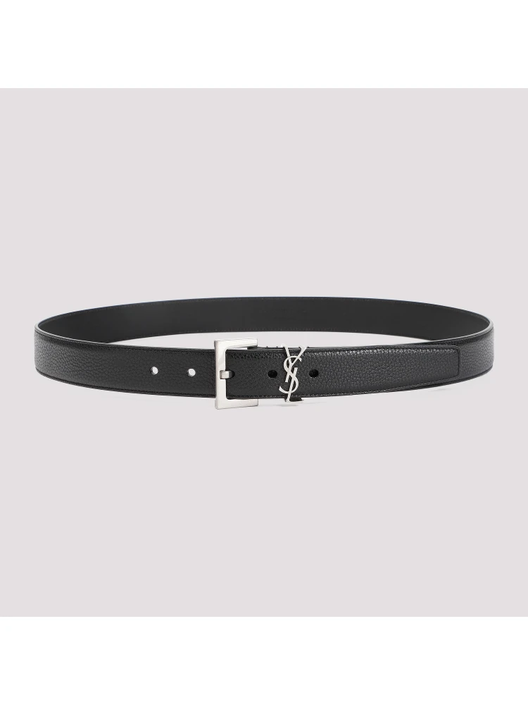 Saint Laurent Grained Calf Leather Belt