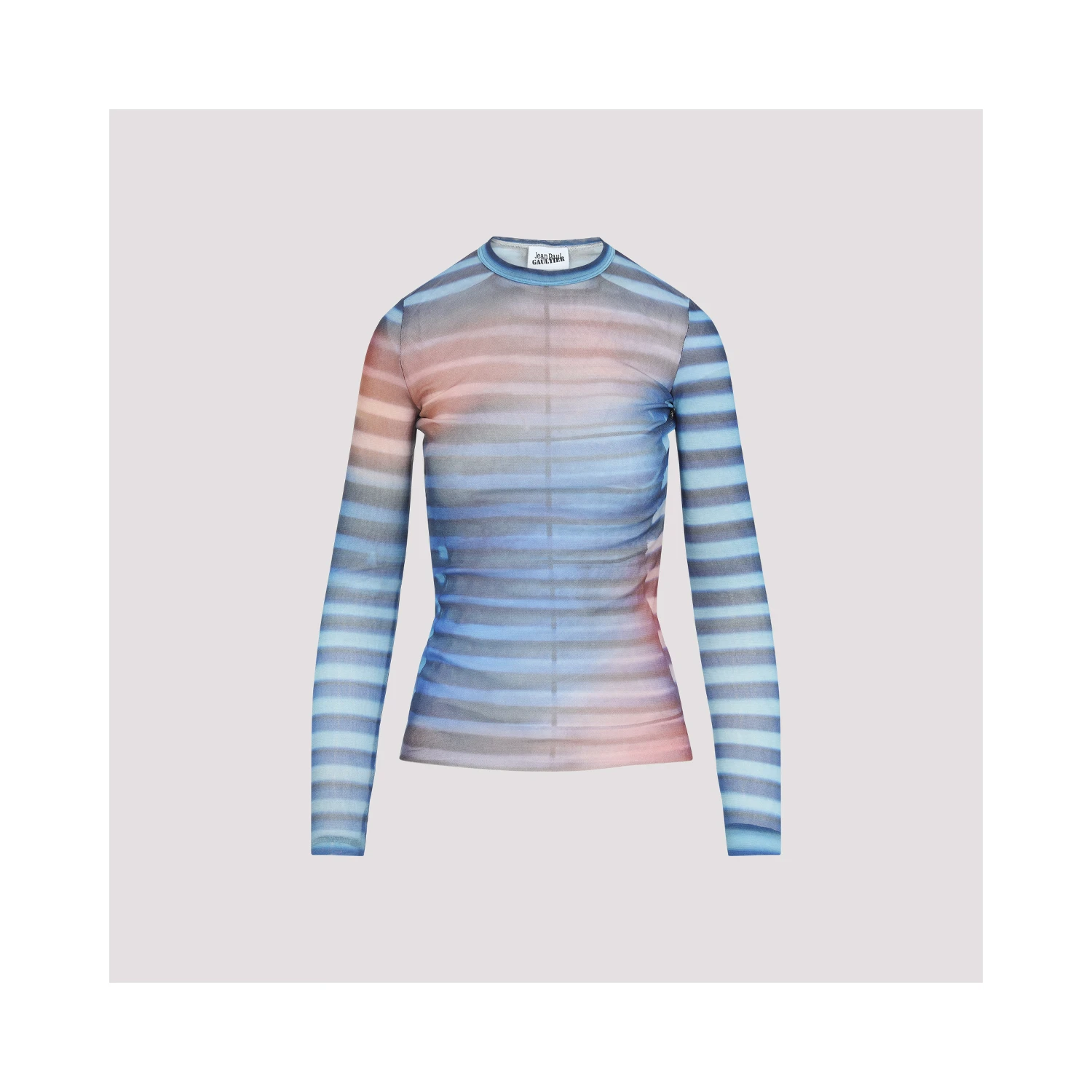 Jean Paul Gaultier Mesh Printed "Air" Long Sleeves Top