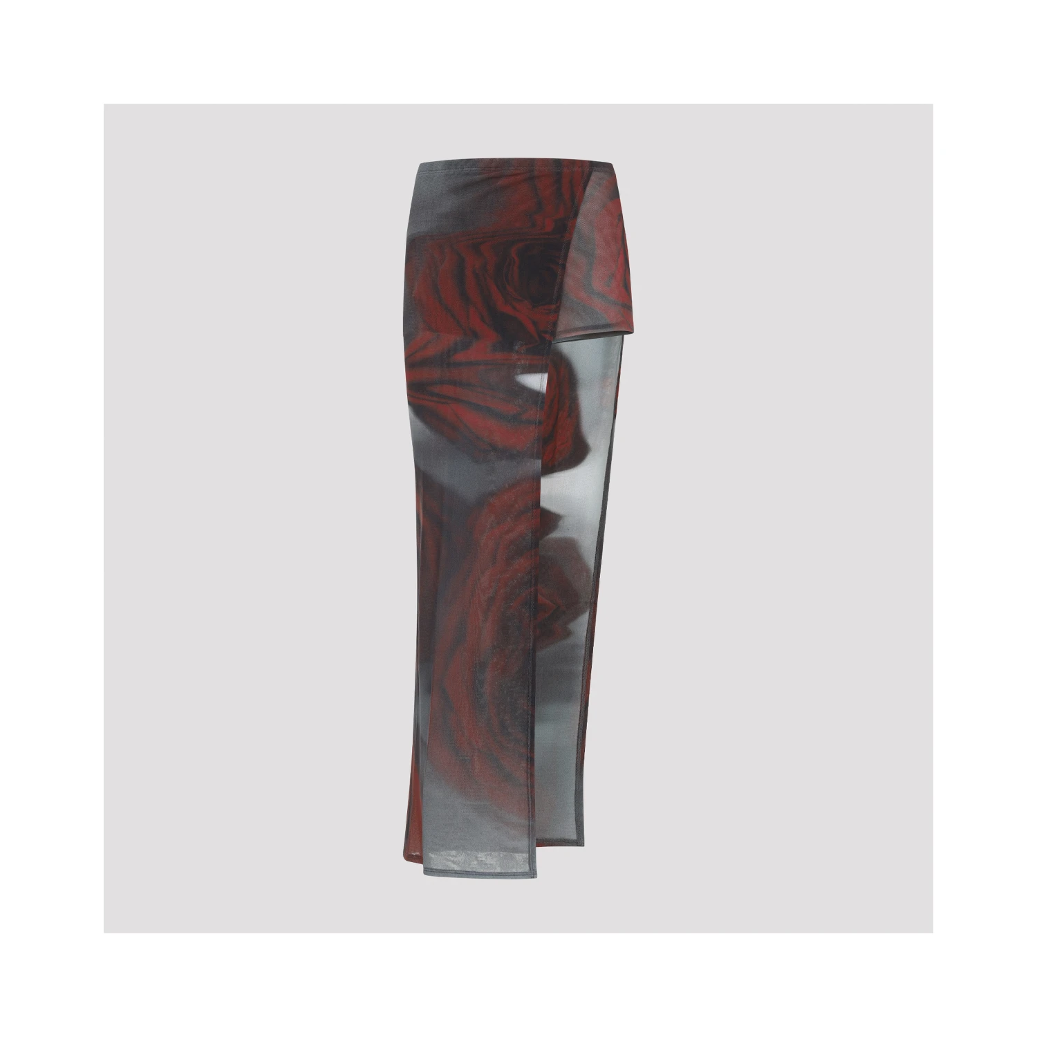 Jean Paul Gaultier Blurry Roses Asymmetric Midi Skirt