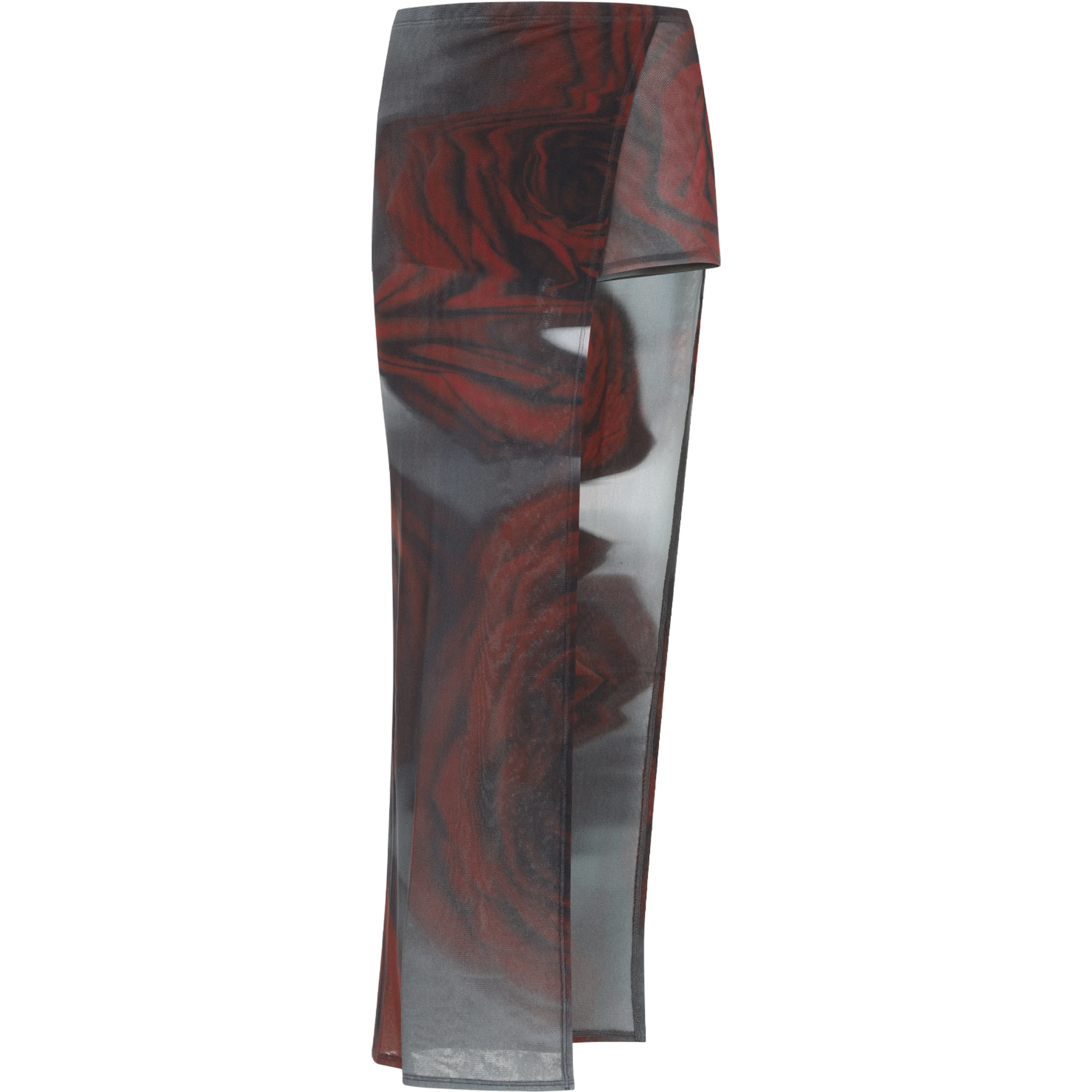 Jean Paul Gaultier Blurry Roses Asymmetric Midi Skirt