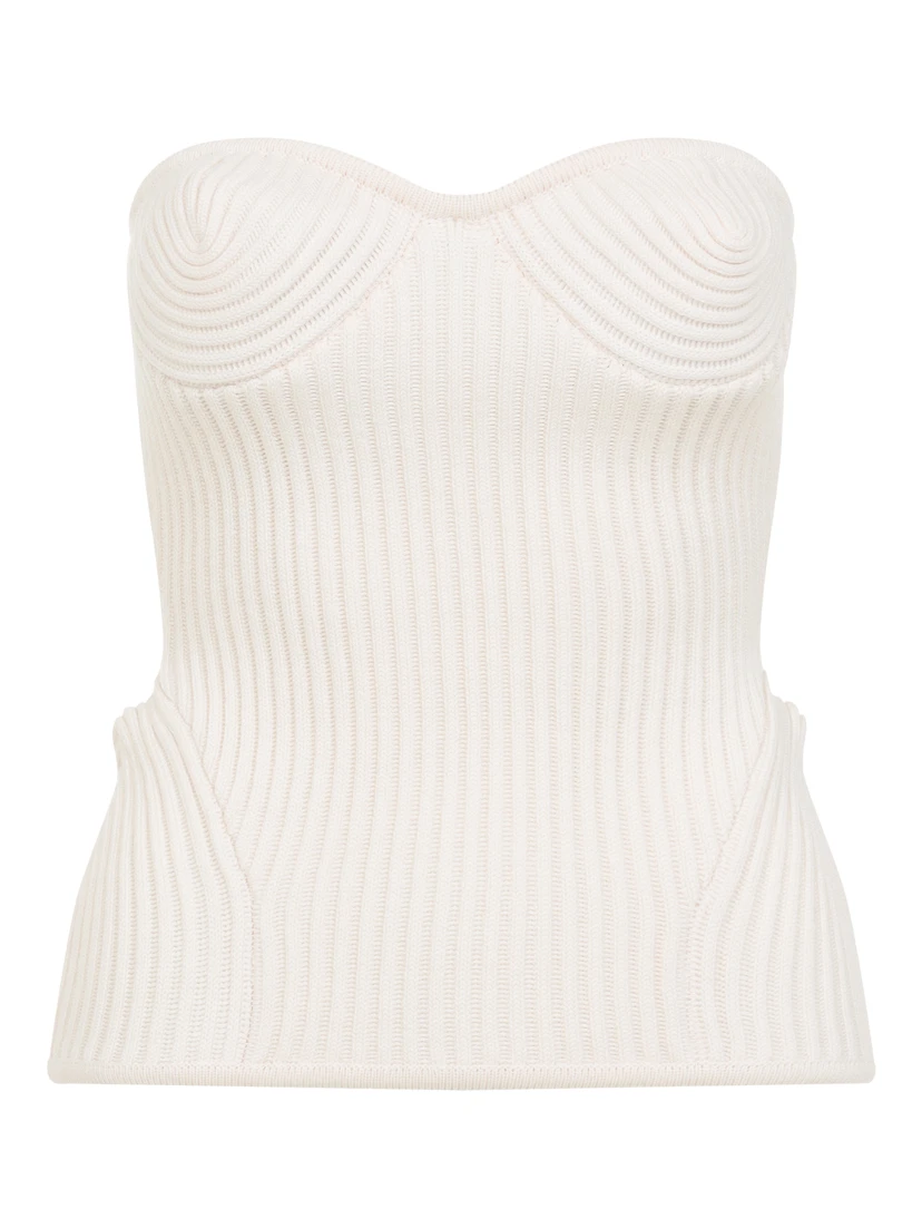 Jean Paul Gaultier Merino Wool Ribbed Stretch Corset