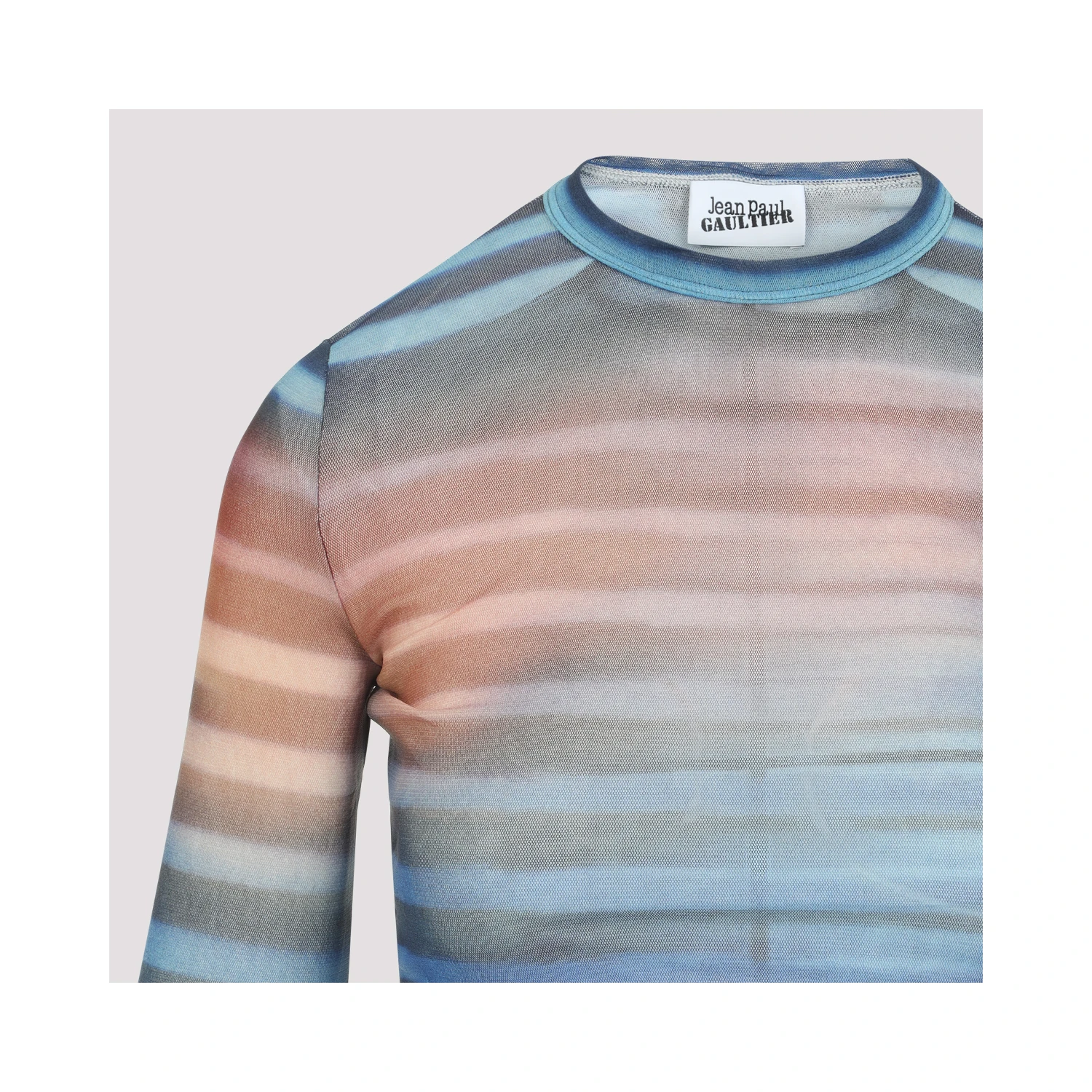 Jean Paul Gaultier Mesh Printed "Air" Long Sleeves Top