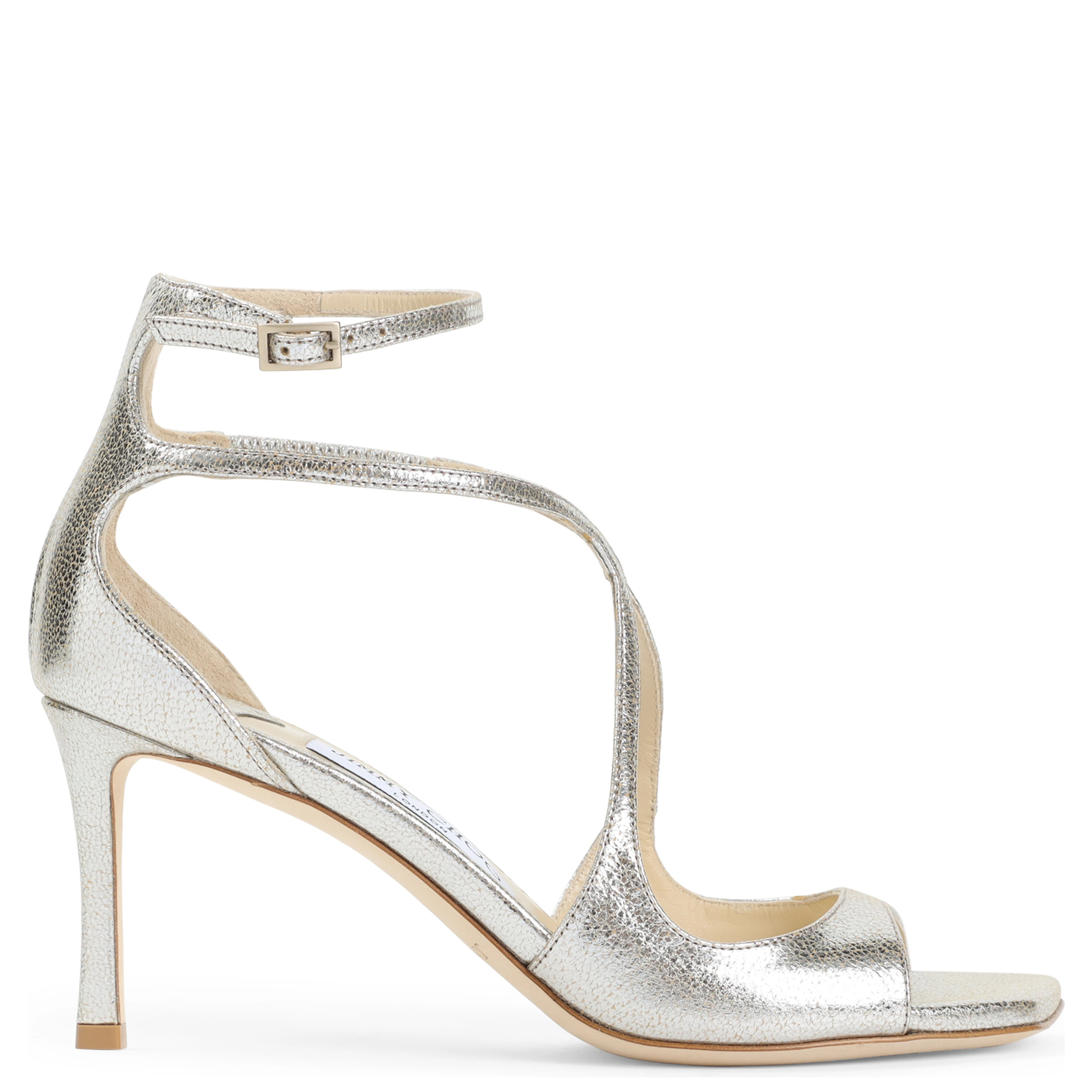 Jimmy Choo Leather Glitter Azia 75 Sandals
