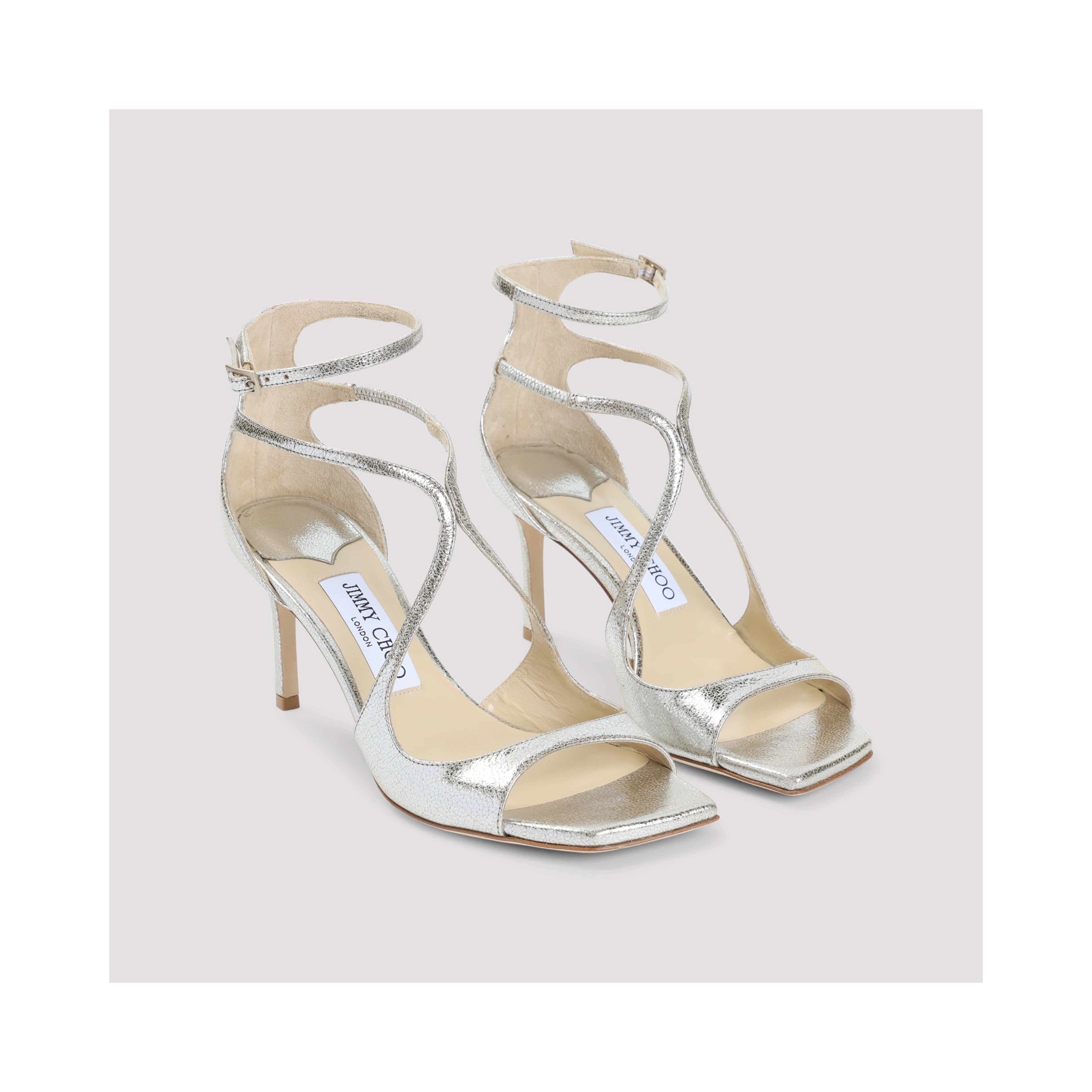 Jimmy Choo Leather Glitter Azia 75 Sandals