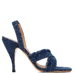 Off White Curvy Heel Denim Sandal