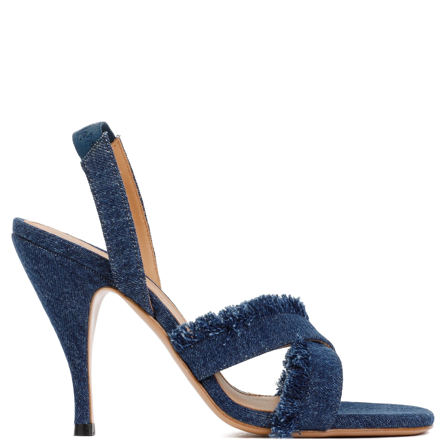 Off White Curvy Heel Denim Sandal