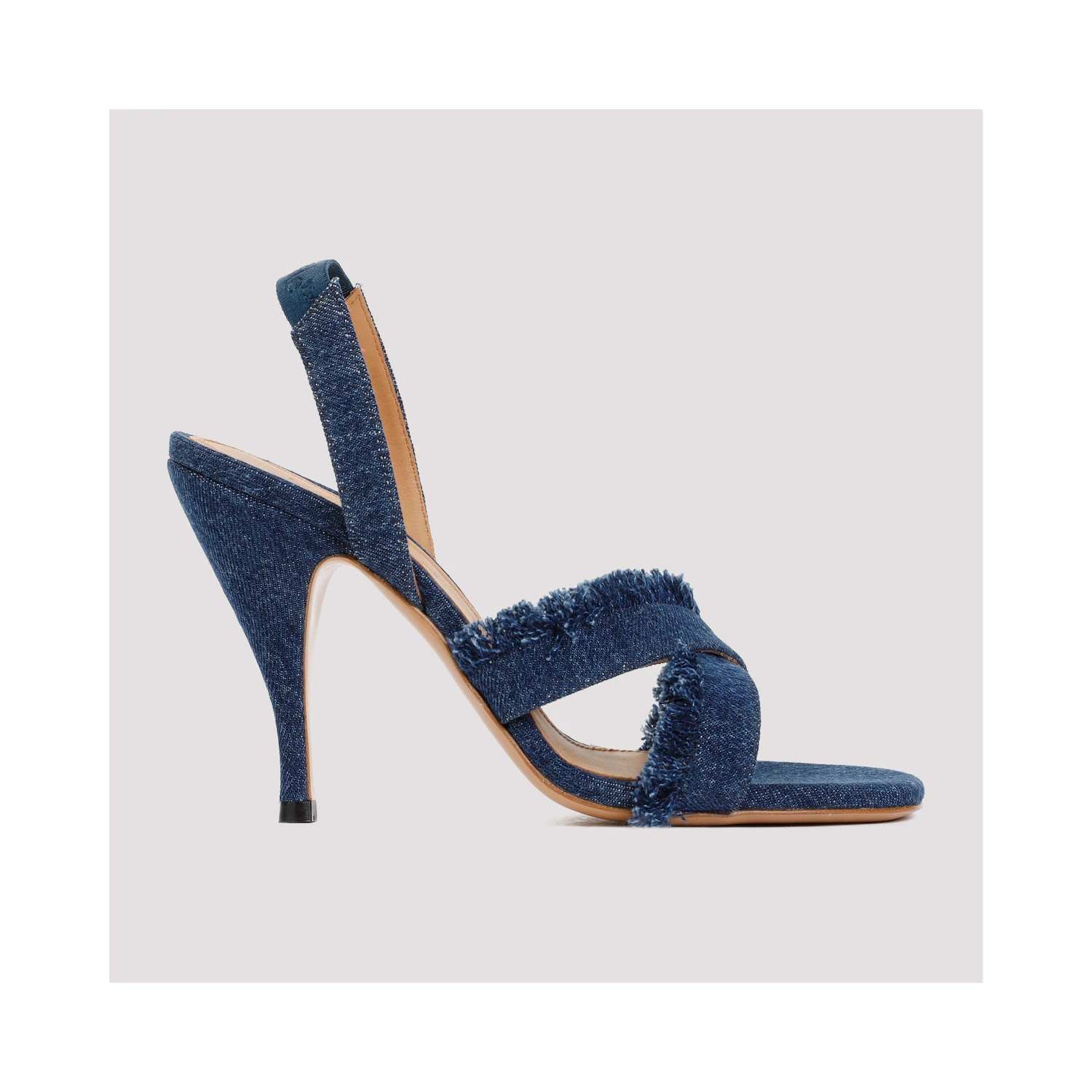 Off White Curvy Heel Denim Sandal