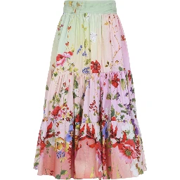 Roberto Cavalli Miami Flowers Midi Skirt