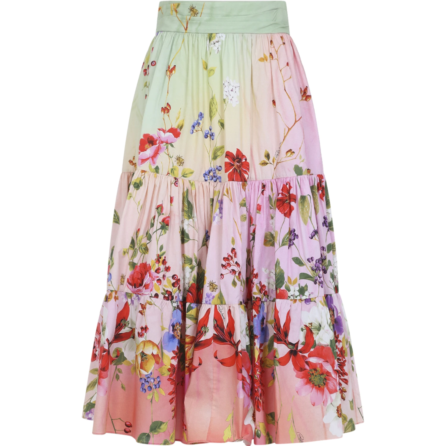 Roberto Cavalli Miami Flowers Midi Skirt