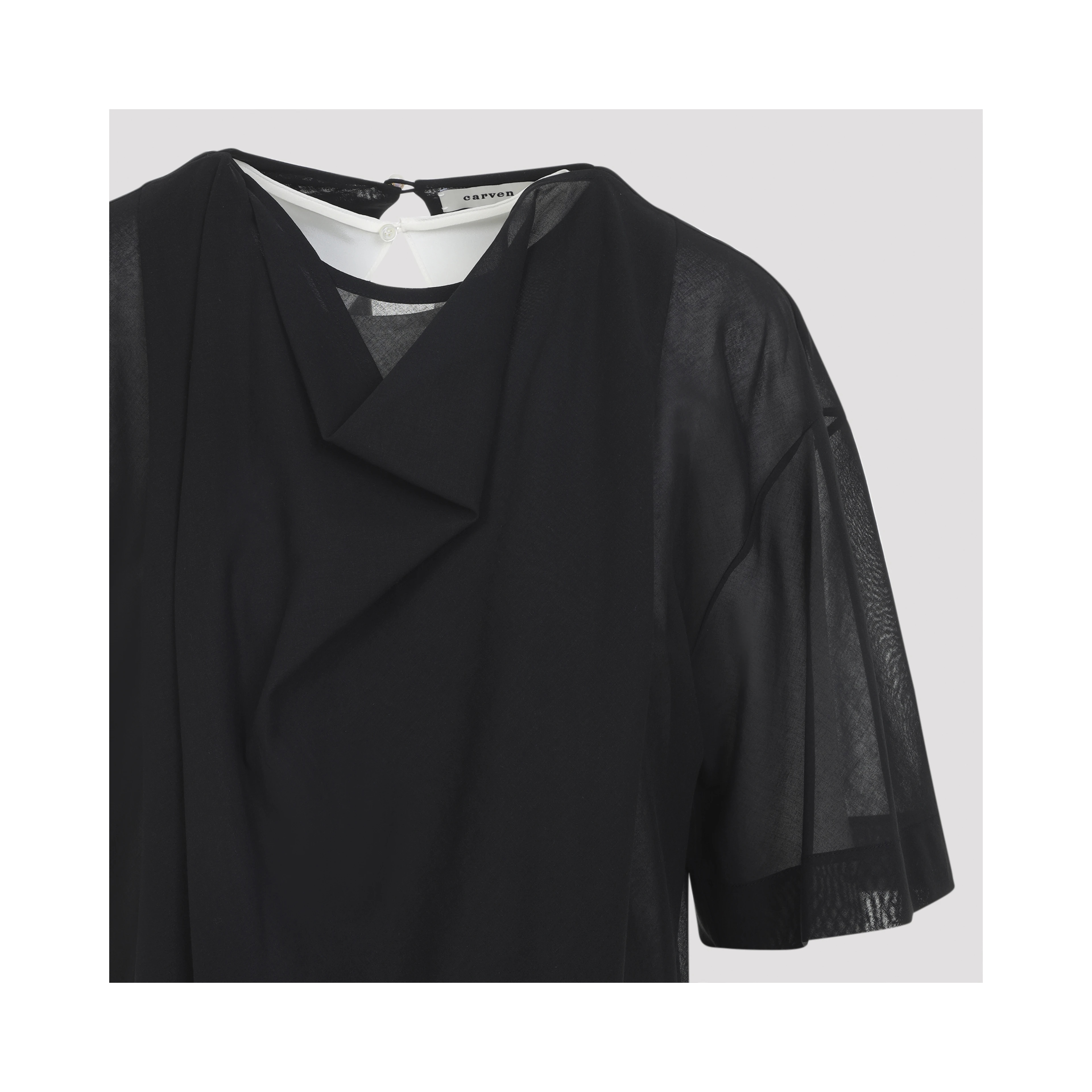 Carven Sheer Draped Midi Dress