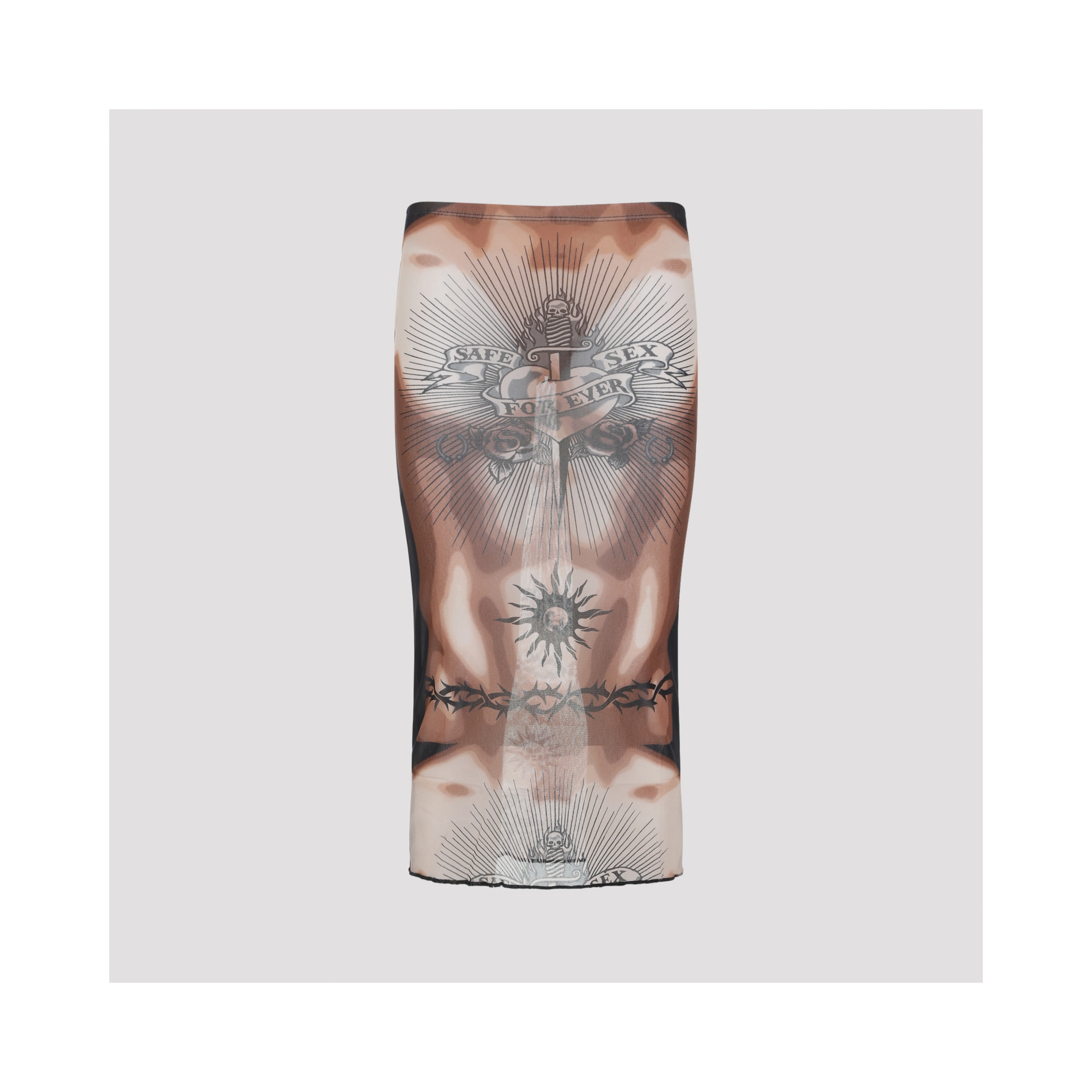 Jean Paul Gaultier Safe Sex Tattoo Midi Skirt