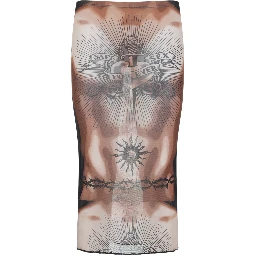 Jean Paul Gaultier Safe Sex Tattoo Midi Skirt