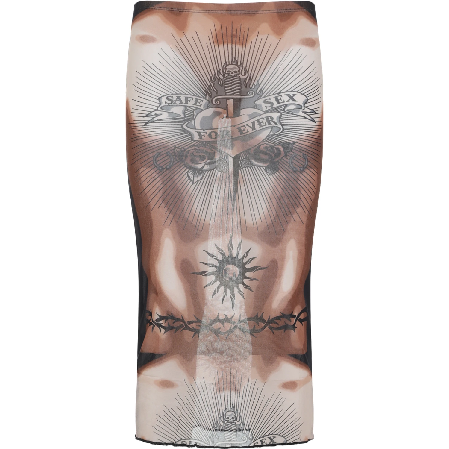 Jean Paul Gaultier Safe Sex Tattoo Midi Skirt