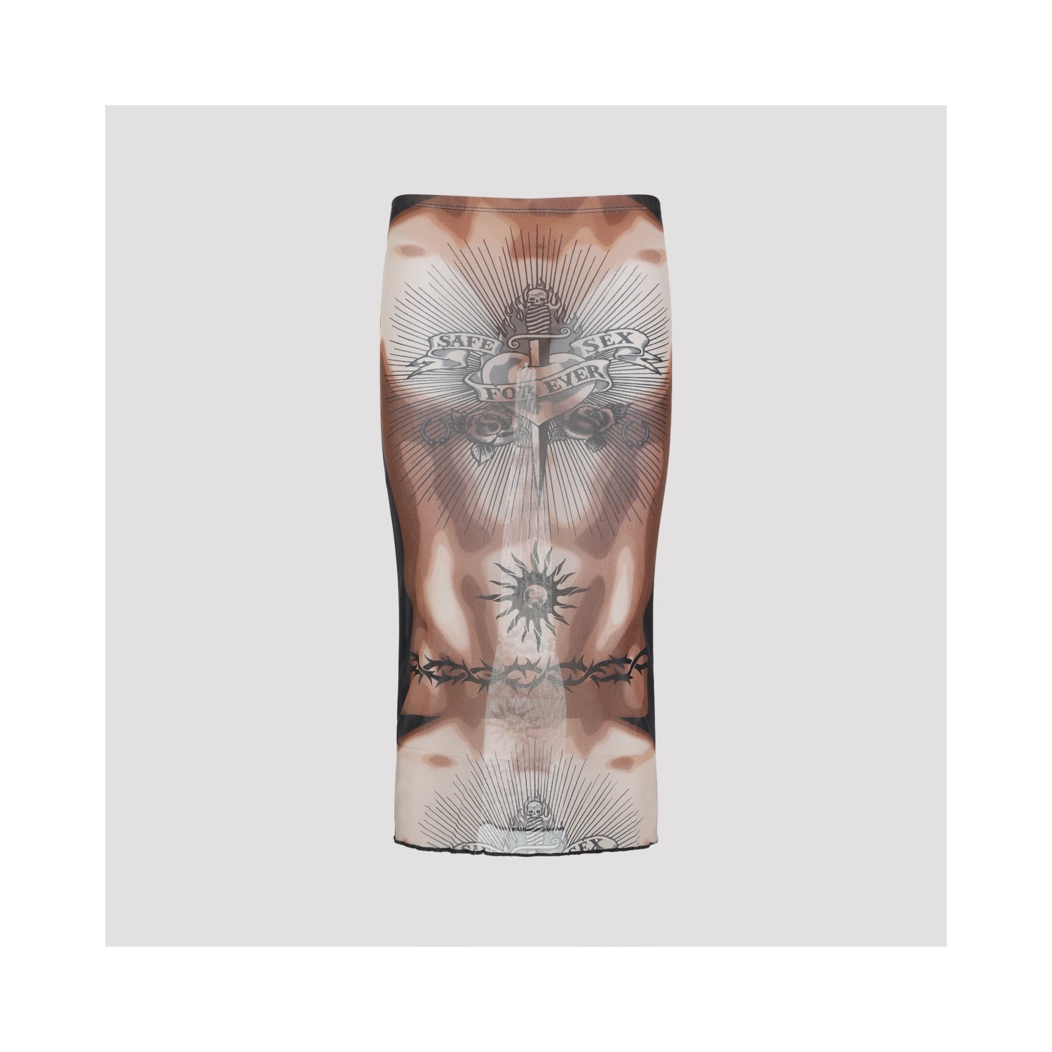 Jean Paul Gaultier Safe Sex Tattoo Midi Skirt