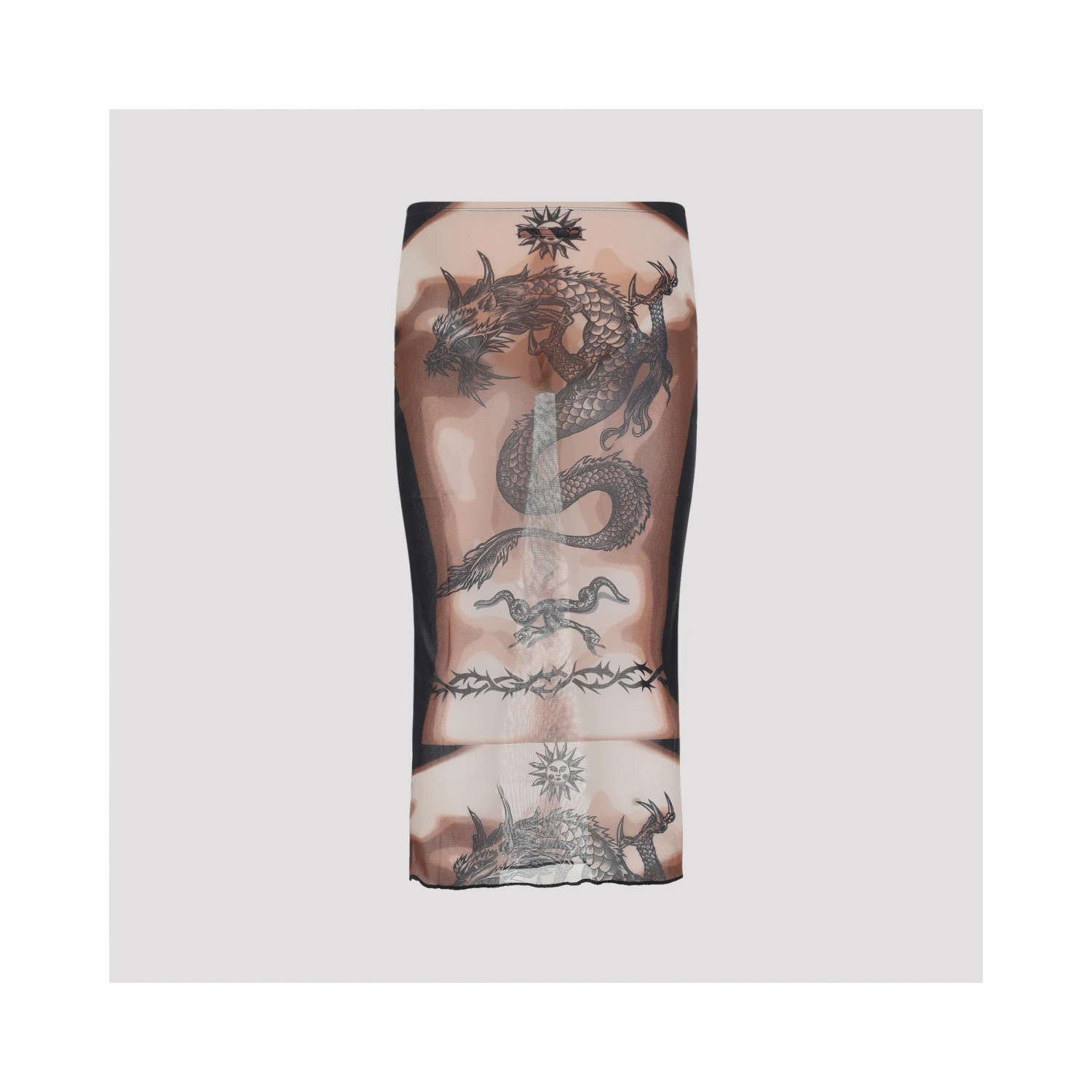 Jean Paul Gaultier Safe Sex Tattoo Midi Skirt