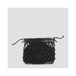 The Frankie Shop Morgan Leather Macramé Small Pouch
