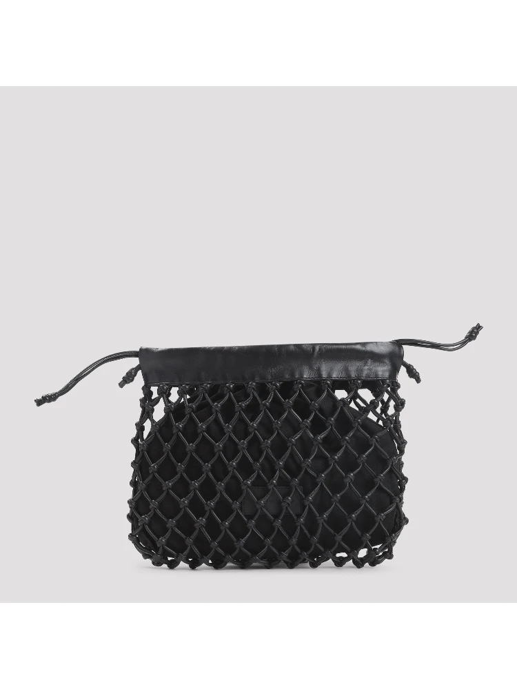The Frankie Shop Morgan Leather Macramé Small Pouch