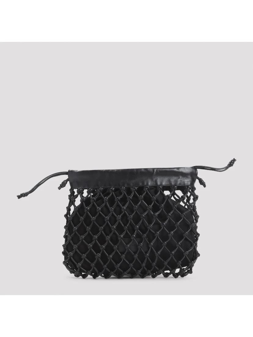 The Frankie Shop Morgan Leather Macramé Small Pouch