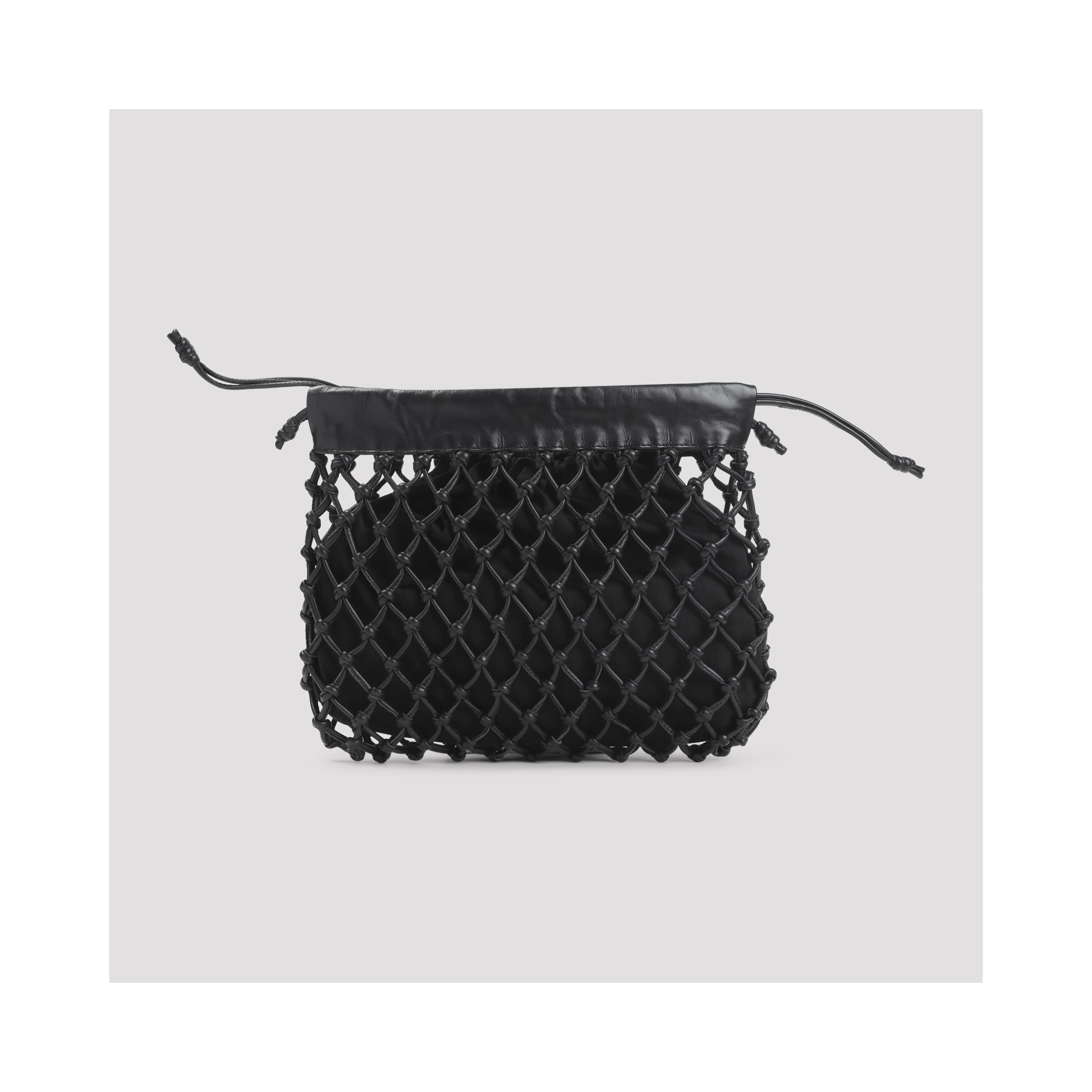 The Frankie Shop Morgan Leather Macramé Small Pouch