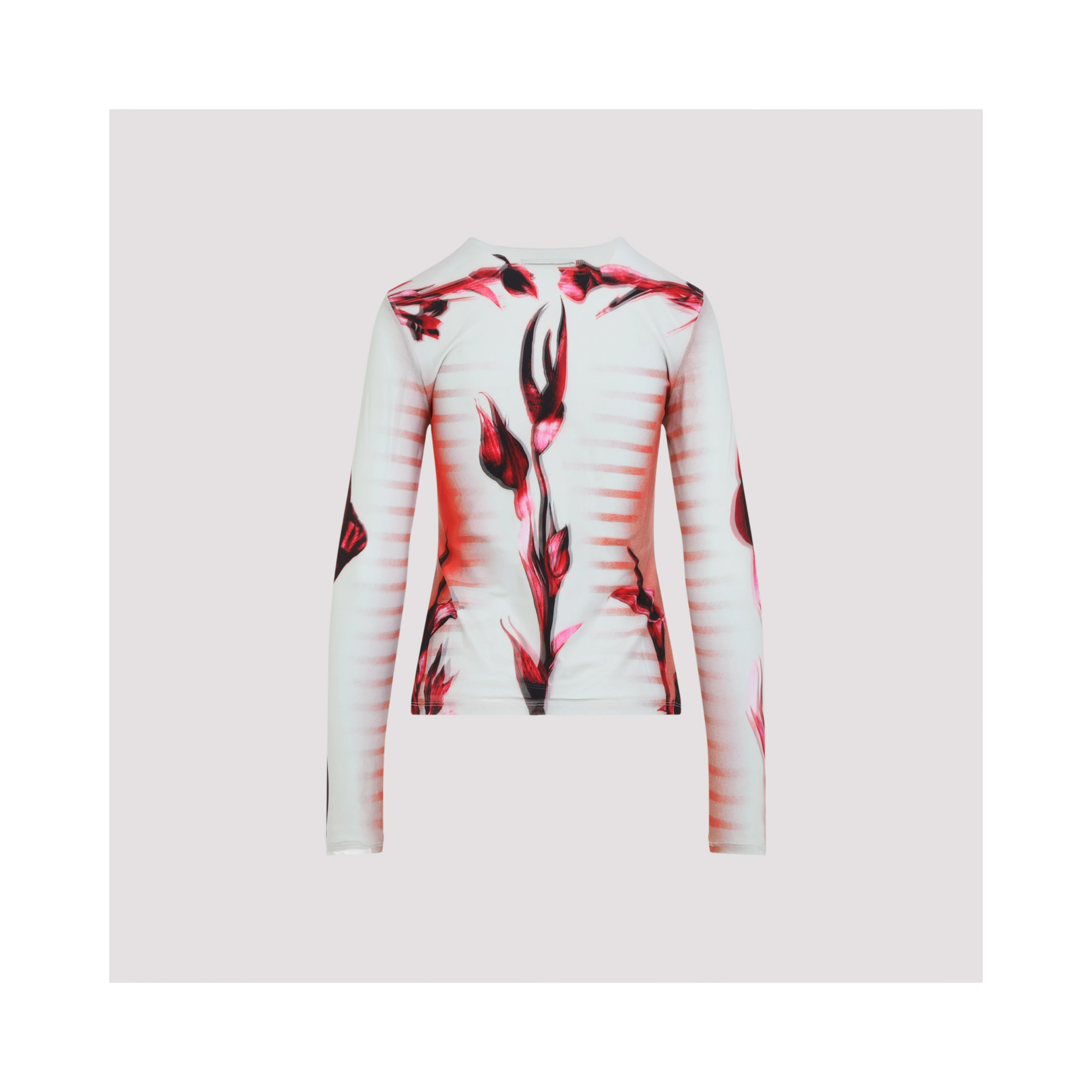 Jean Paul Gaultier Layered Long Sleeves Top Printed "Flower Body Morphing Mariniere"