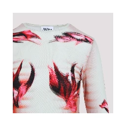 Jean Paul Gaultier Layered Long Sleeves Top Printed "Flower Body Morphing Mariniere"