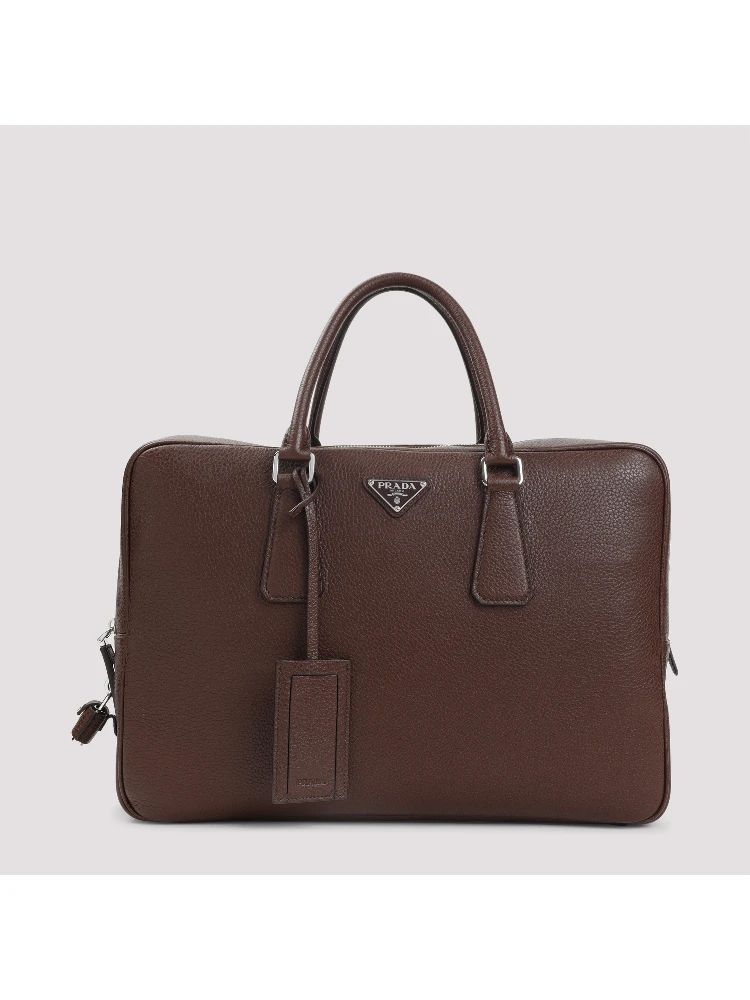 Prada Grained Leather Tote Bag