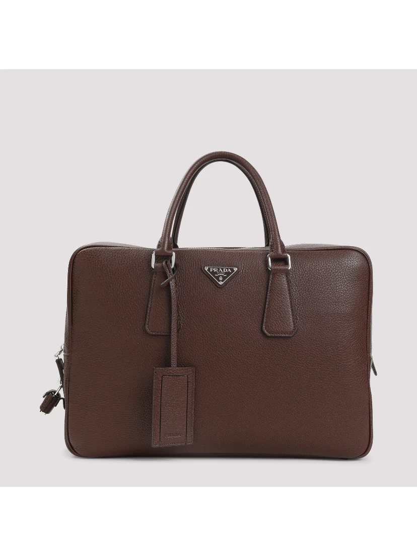 Prada Grained Leather Tote Bag