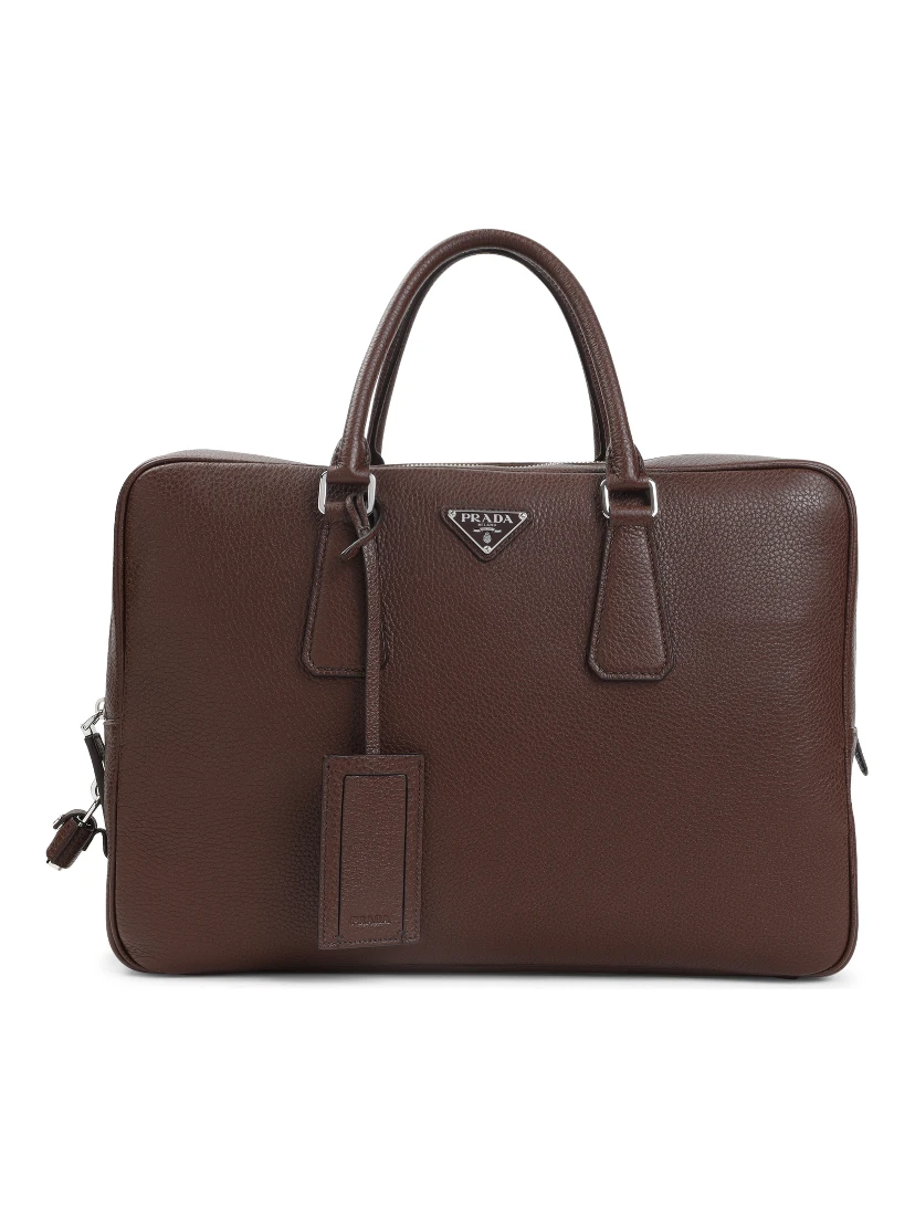Prada Grained Leather Tote Bag