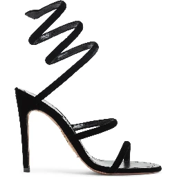 René Caovilla Velvet Snake Sandals