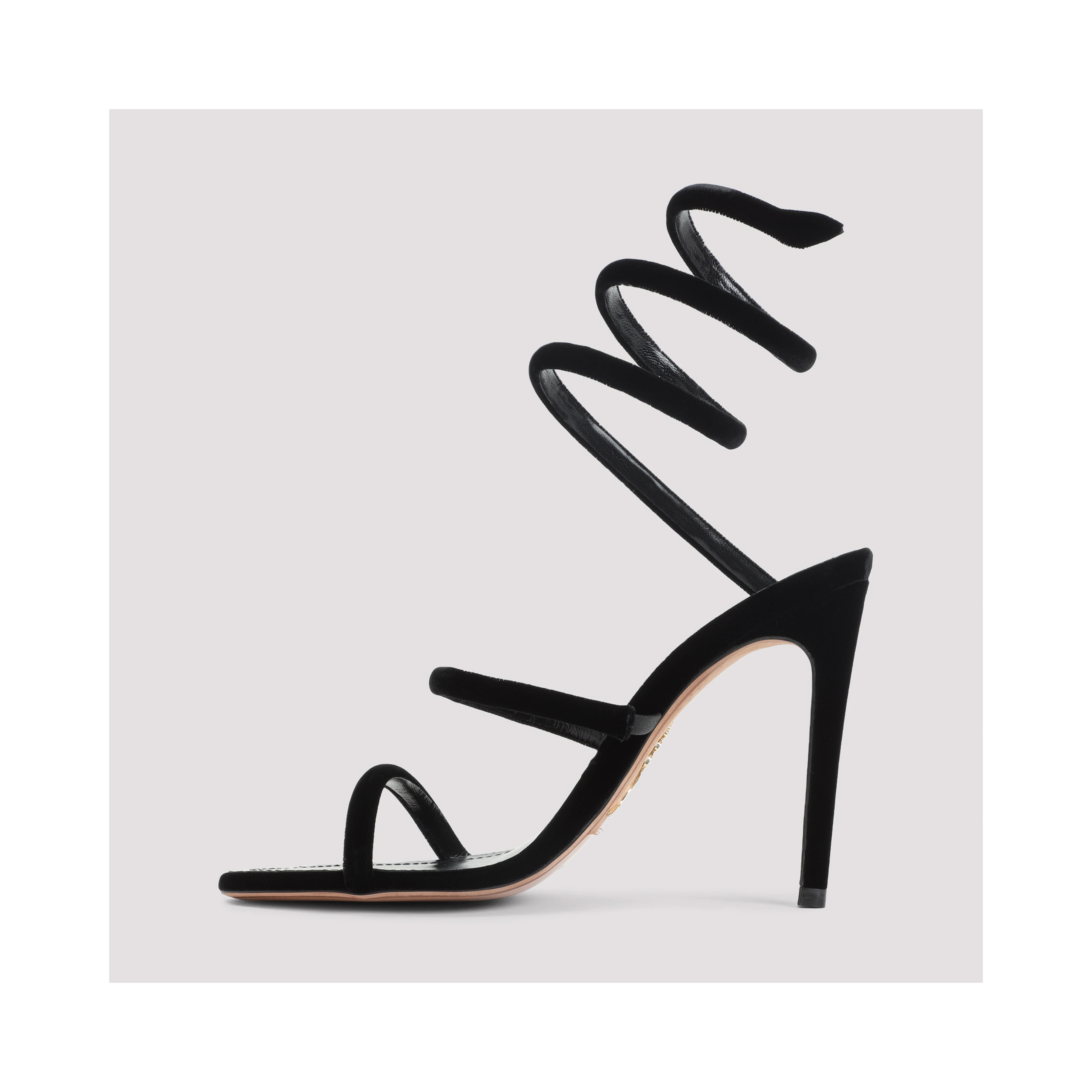 René Caovilla Velvet Snake Sandals