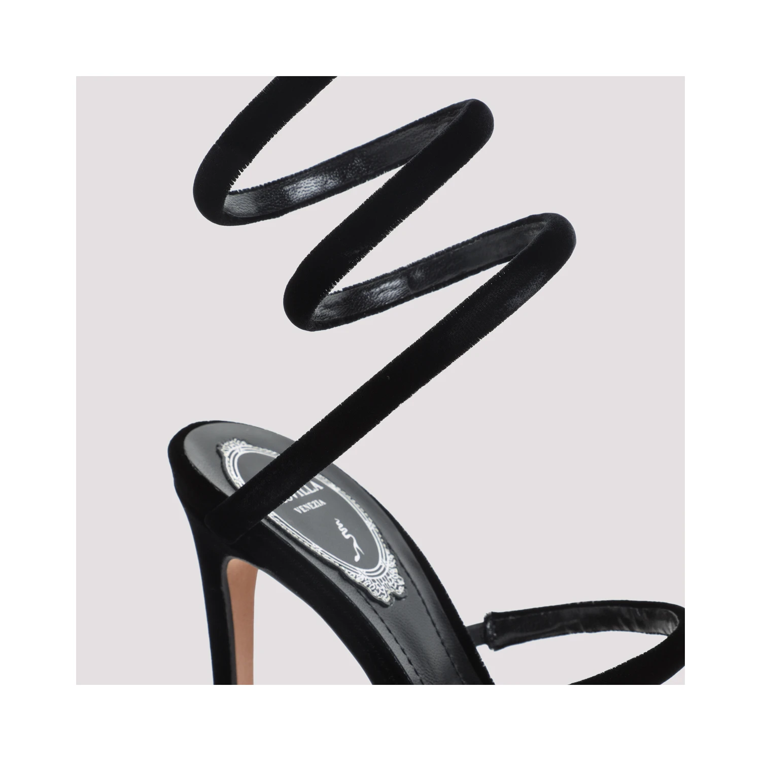 René Caovilla Velvet Snake Sandals
