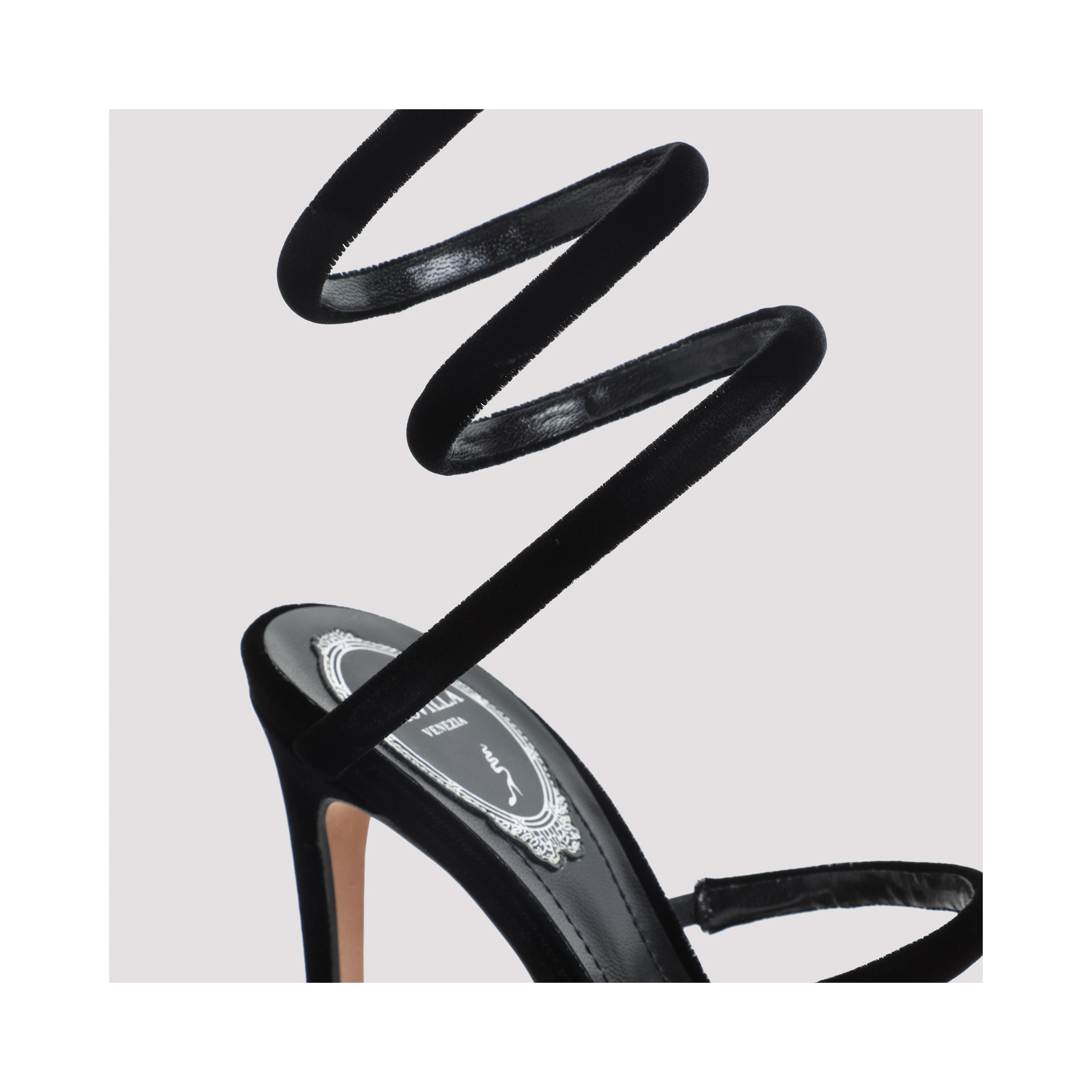 René Caovilla Velvet Snake Sandals