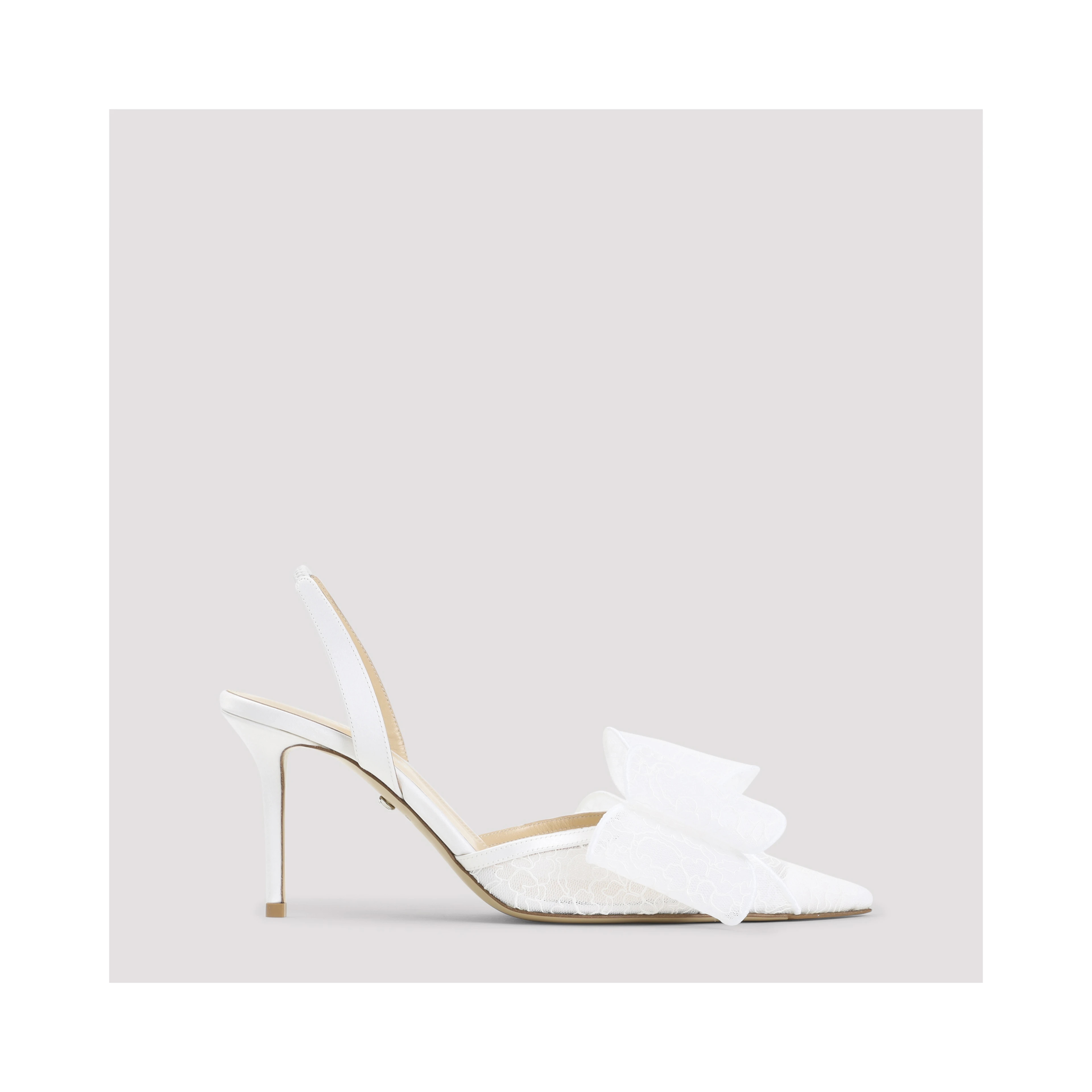 Mach & Mach Le Cadeau White Lace Slingback