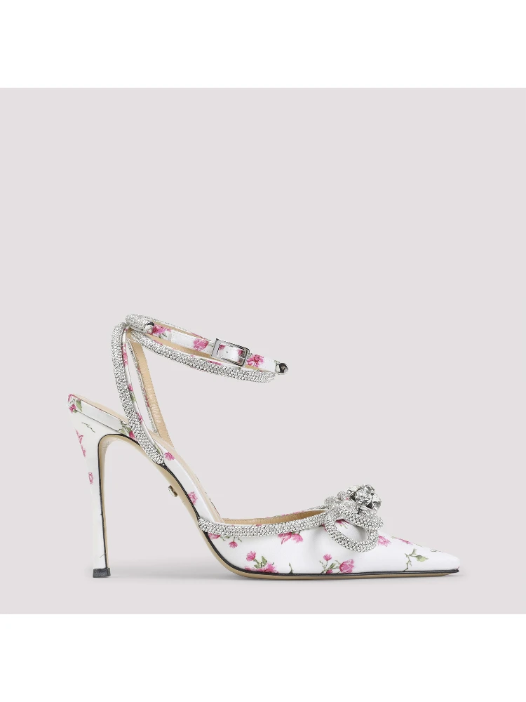 Mach & Mach Double Bow Cheri Floral Satin High Heels Sandals