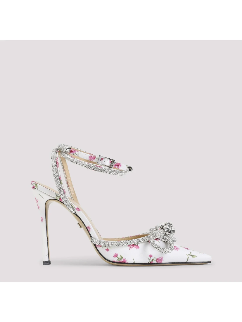 Mach & Mach Double Bow Cheri Floral Satin High Heels Sandals