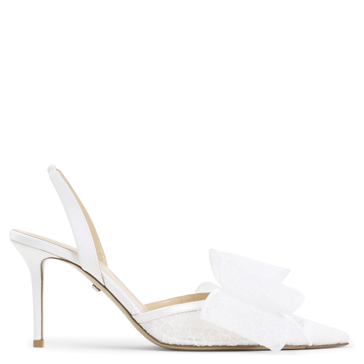 Mach & Mach Le Cadeau White Lace Slingback